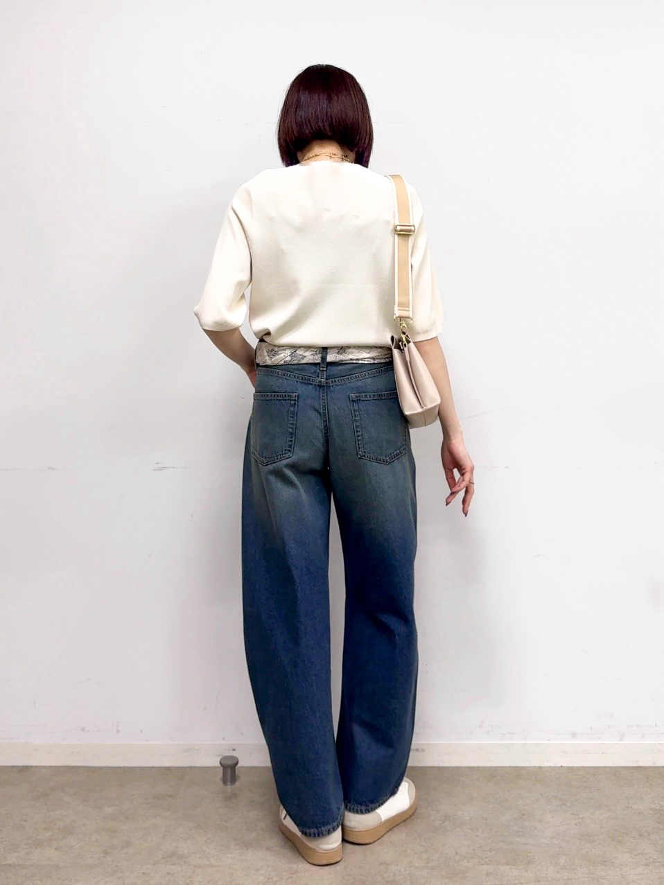 𝐜𝐡𝐢𝐤𝐚さんの「SHOO･LA･RUE｜【毎日洗える/S-LL/UV】上半身すっきり 二の腕見せない5分袖ニット」を使ったコーディネート