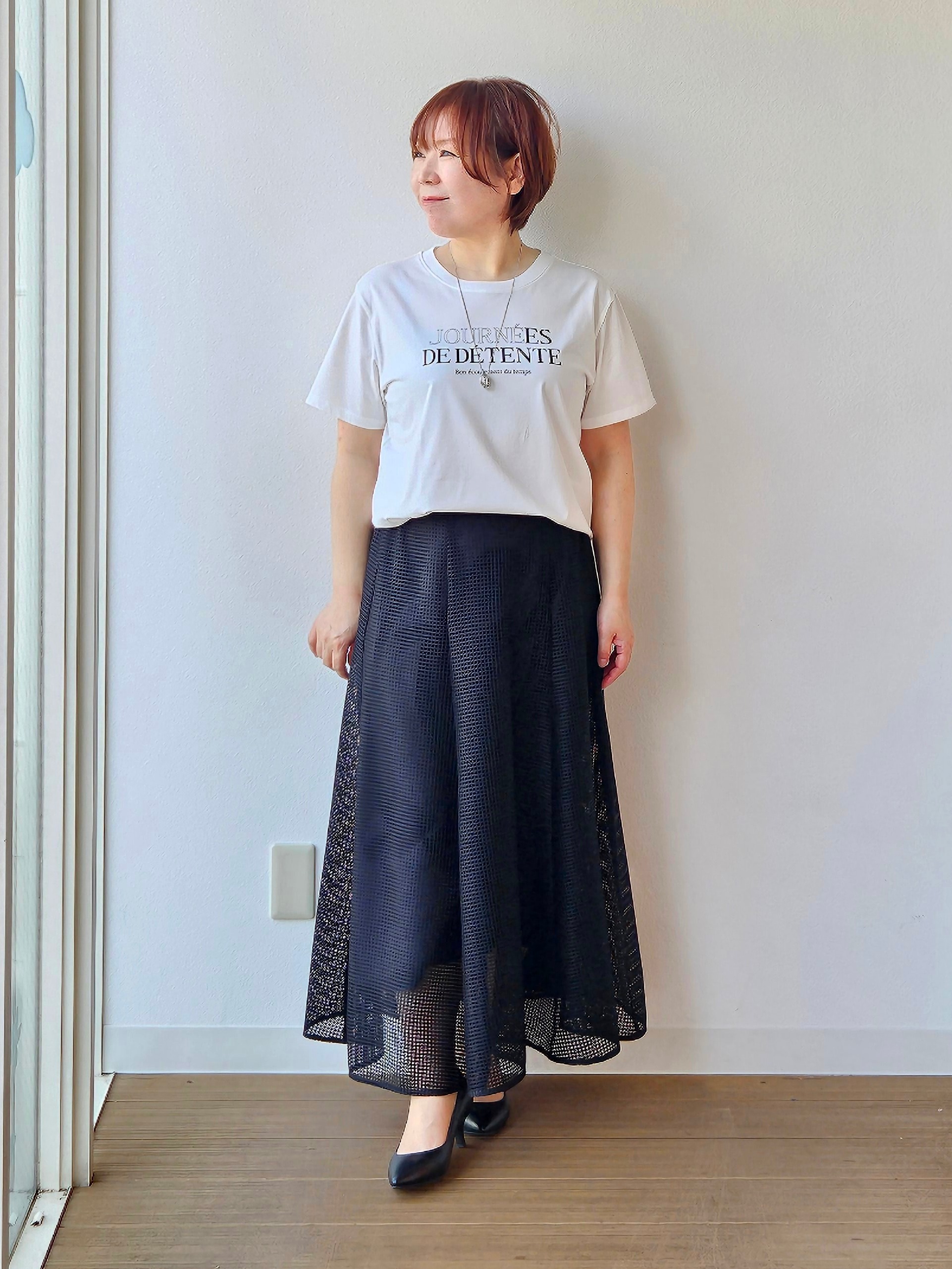 やじまさんの「UNTITLED｜◆【9色展開/アンサンブル可】コットンクルーネックカーディガン」を使ったコーディネート