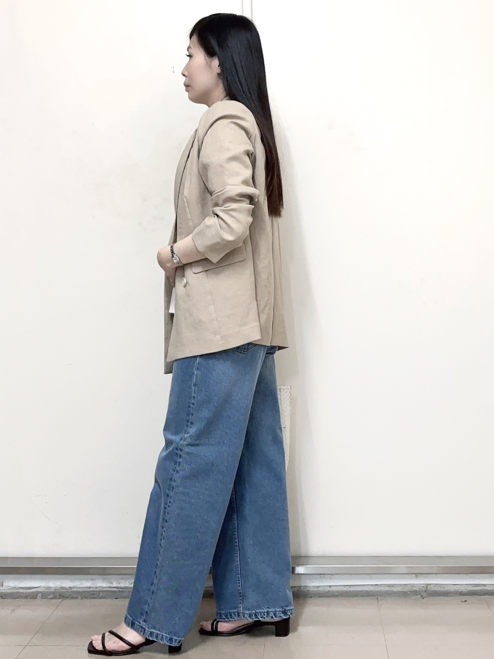 あきさんの「OPAQUE.CLIP｜【UV／接触冷感】ダブルブレストジャケット《防シワ加工／洗える》」を使ったコーディネート