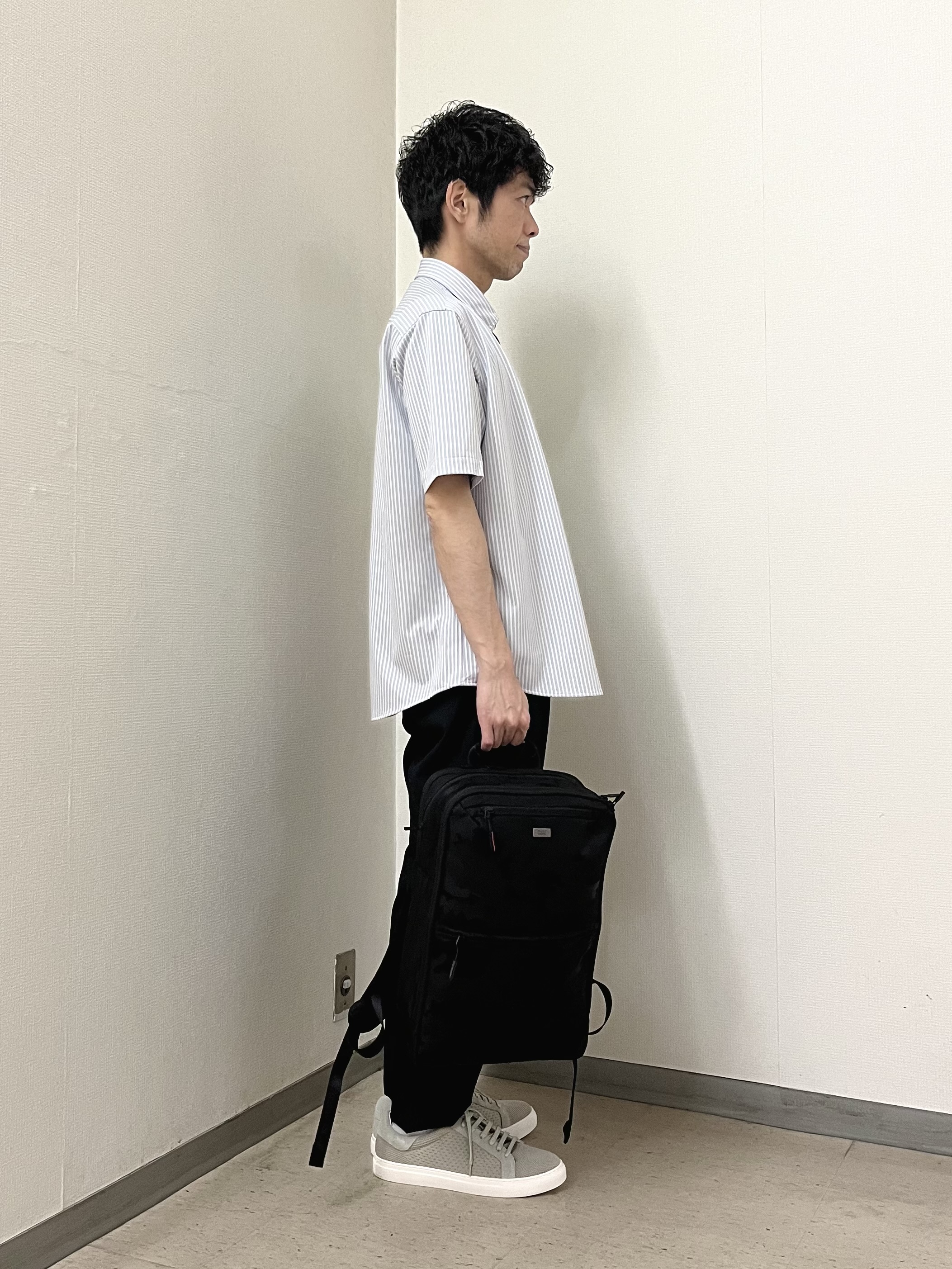 URAさんの「TAKEO KIKUCHI｜【接触冷感】ジャージストライプ シャツ」を使ったコーディネート