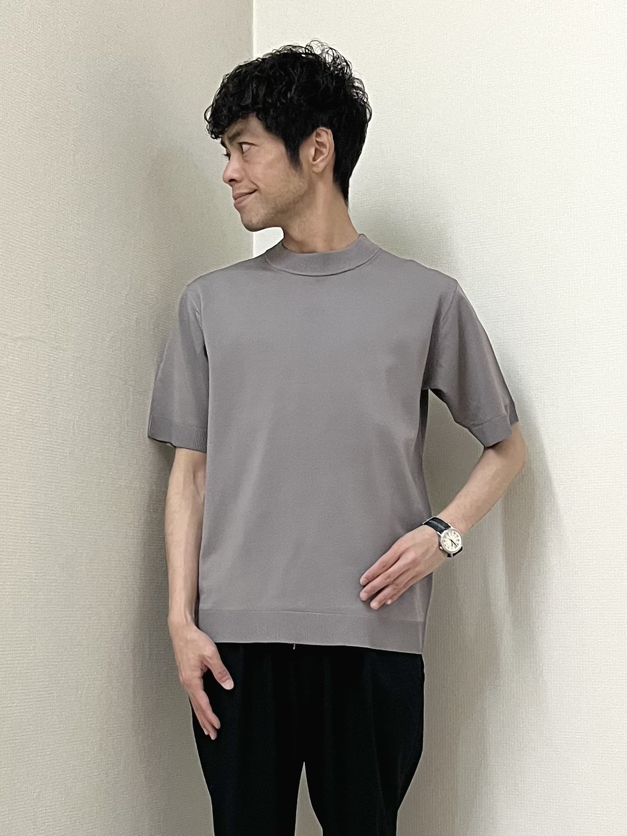 URAさんの「TAKEO KIKUCHI｜【接触冷感】ジャージストライプ シャツ」を使ったコーディネート