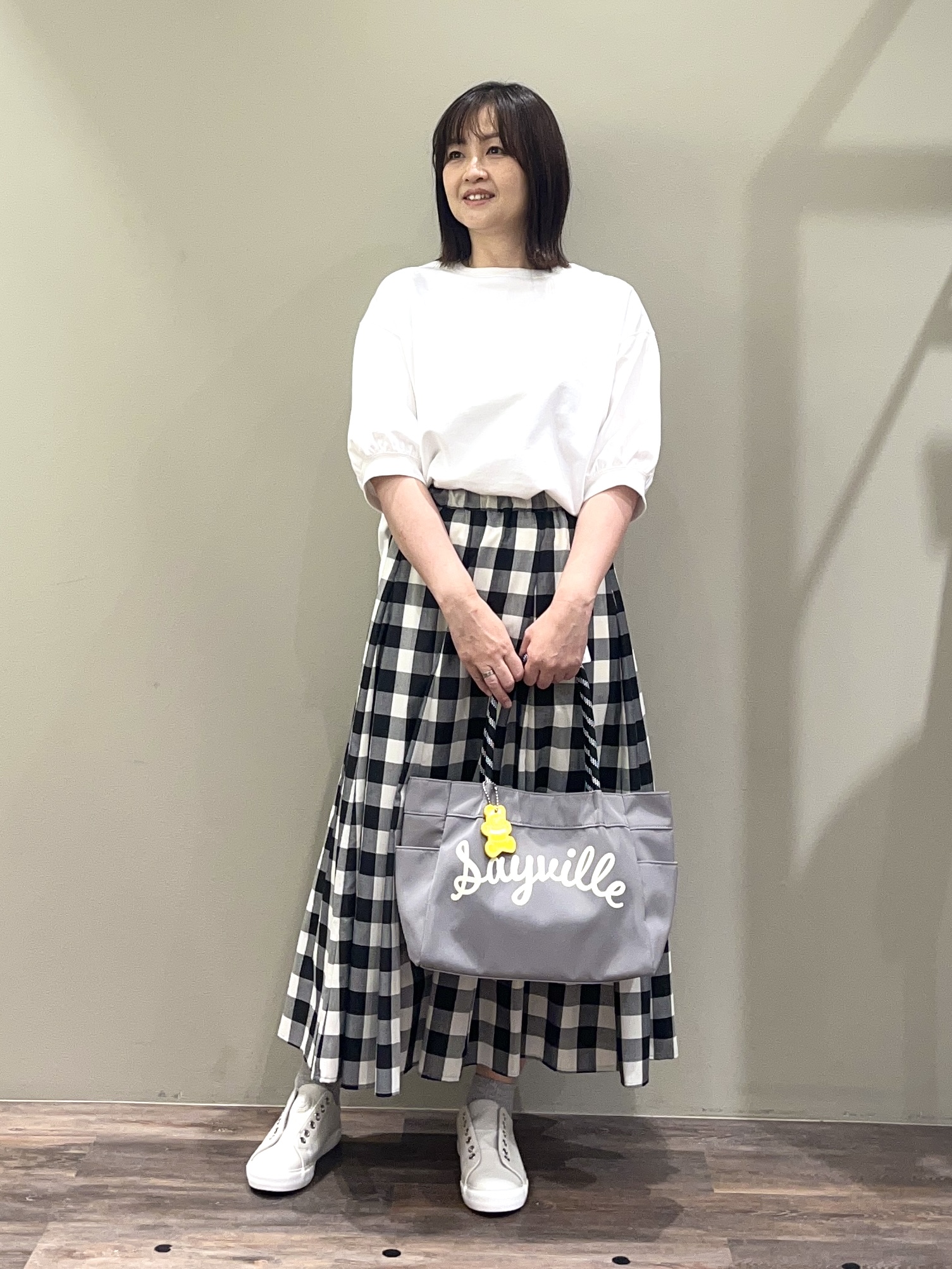 ricoさんの「Dessin｜【360度可愛い】バックヘンリーカットソー5分袖」を使ったコーディネート