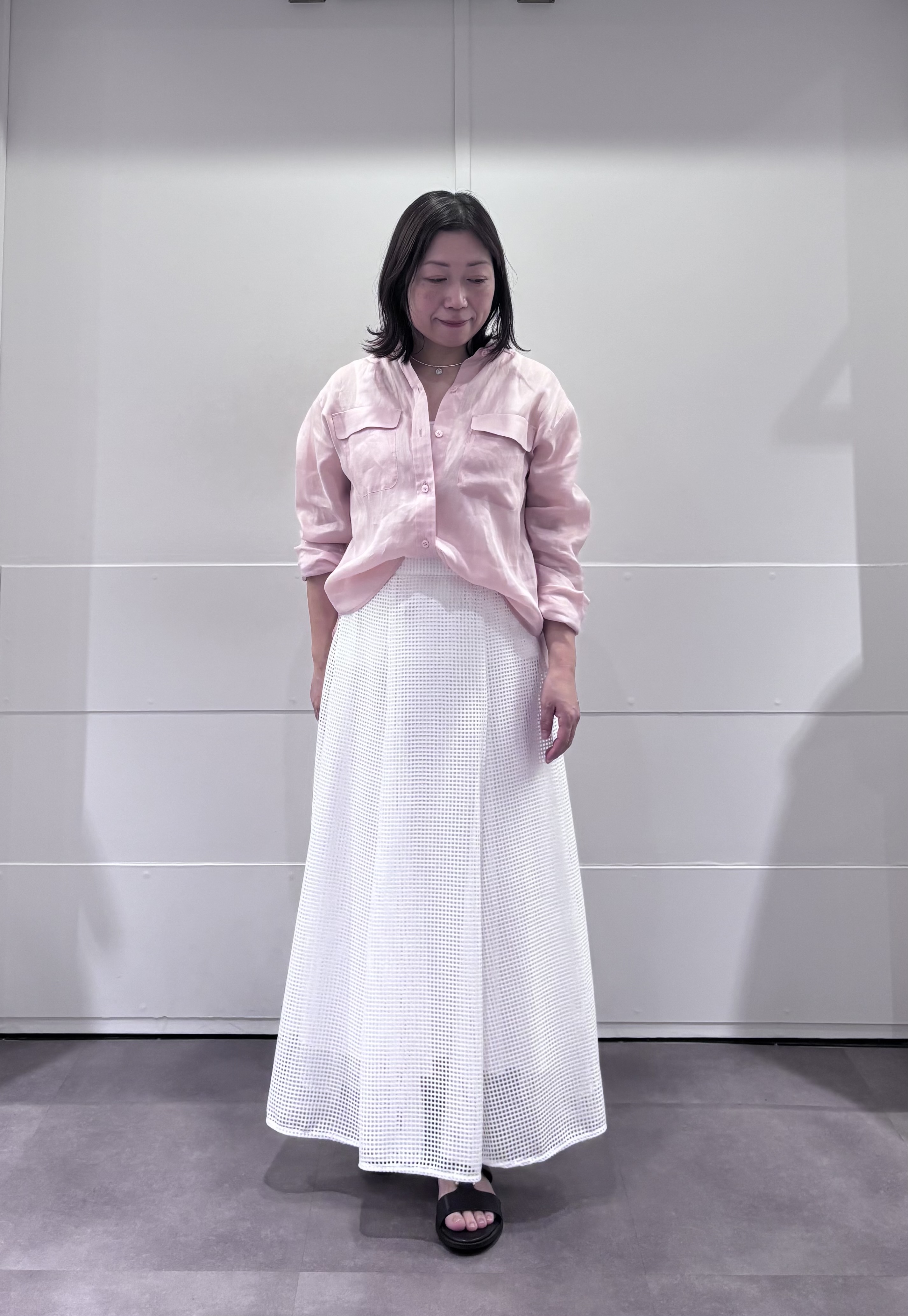 TOKOさんの「UNTITLED｜【洗える/後ろウエストゴム】スクエアメッシュスカート」を使ったコーディネート