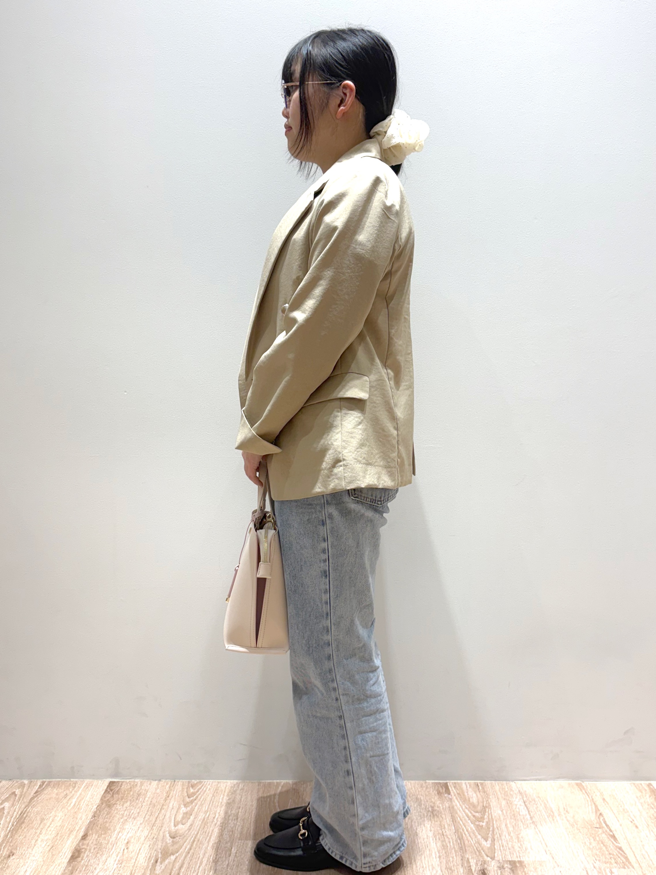 ころりさんの「OPAQUE.CLIP｜《再入荷》ダブルブレストテーラードジャケット【接触冷感／吸水速乾／イージーアイロン／防シワ／洗濯機O」を使ったコーディネート