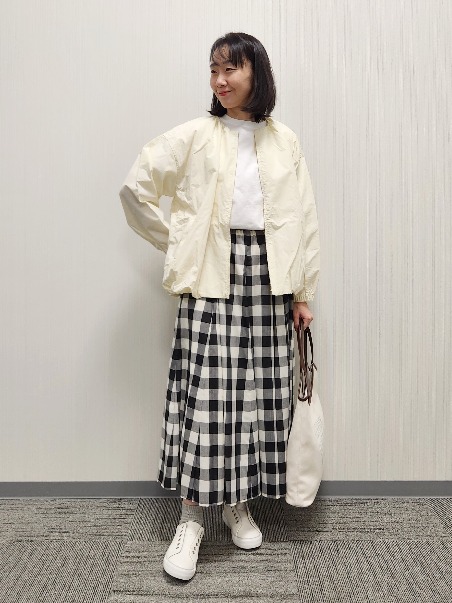 naraさんの「Dessin｜【洗える】コットンナイロンバルーンヘムブルゾン」を使ったコーディネート