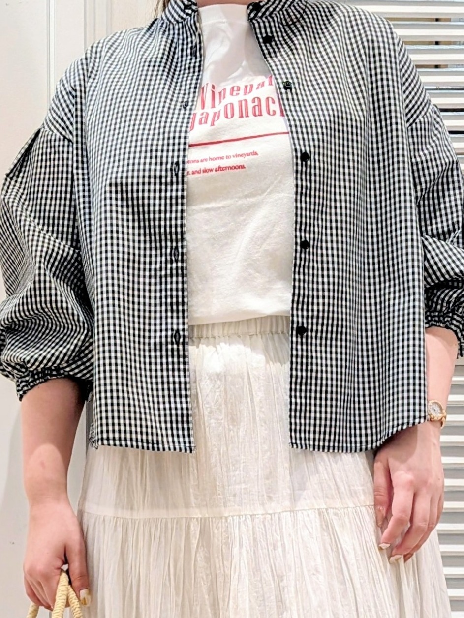 ayakaさんの「Dessin｜【洗える】バルーンスリーブバンドカラーシャツ」を使ったコーディネート