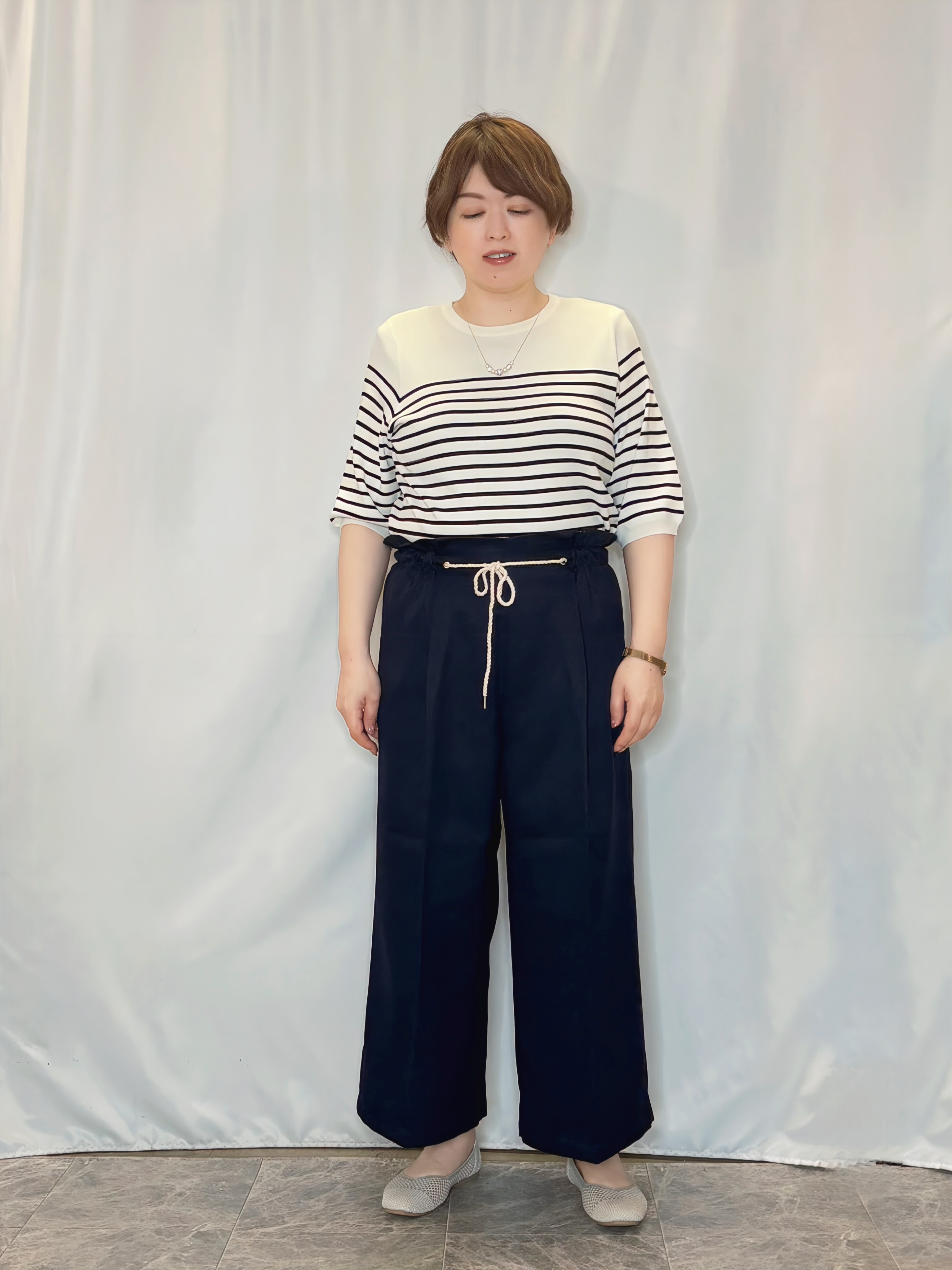 たみさんの「SHOO･LA･RUE｜【洗濯機可/S-LL】オンにもオフにも マルチに使えるボタンレスカーディガン」を使ったコーディネート