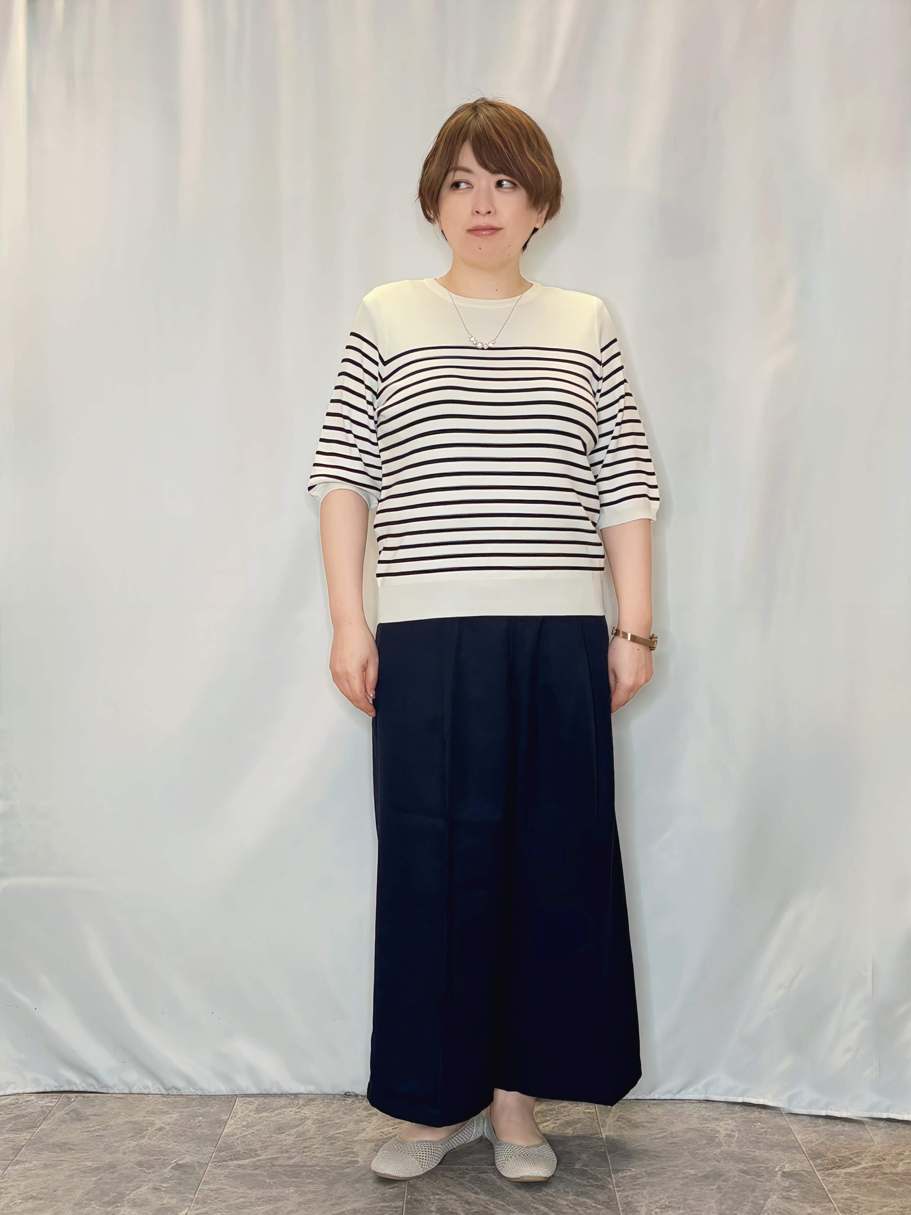 たみさんの「SHOO･LA･RUE｜【洗濯機可/S-LL】オンにもオフにも マルチに使えるボタンレスカーディガン」を使ったコーディネート