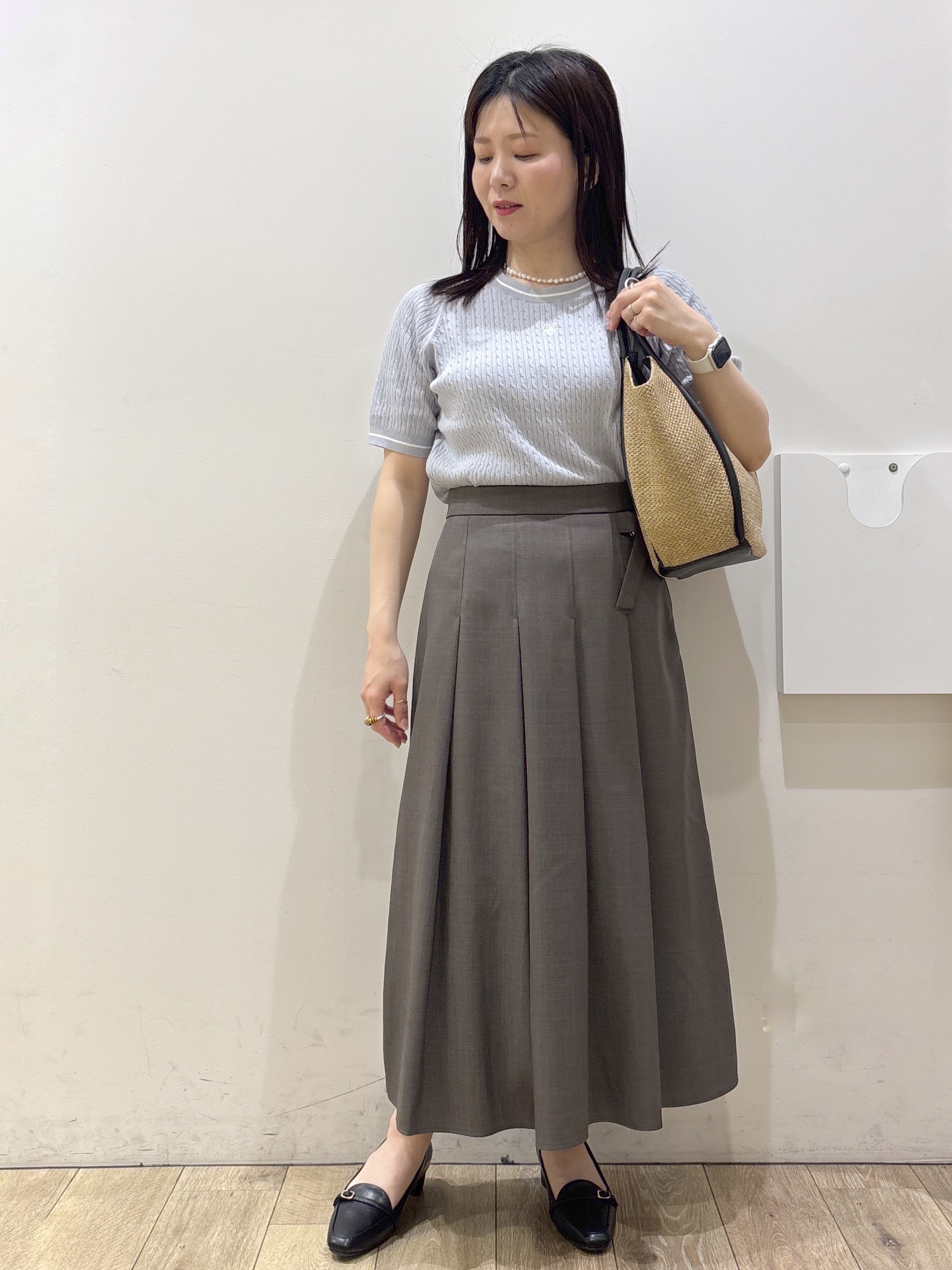 mameさんの「index｜【UV】バイカラーケーブルニット《洗濯機OK／6col》」を使ったコーディネート