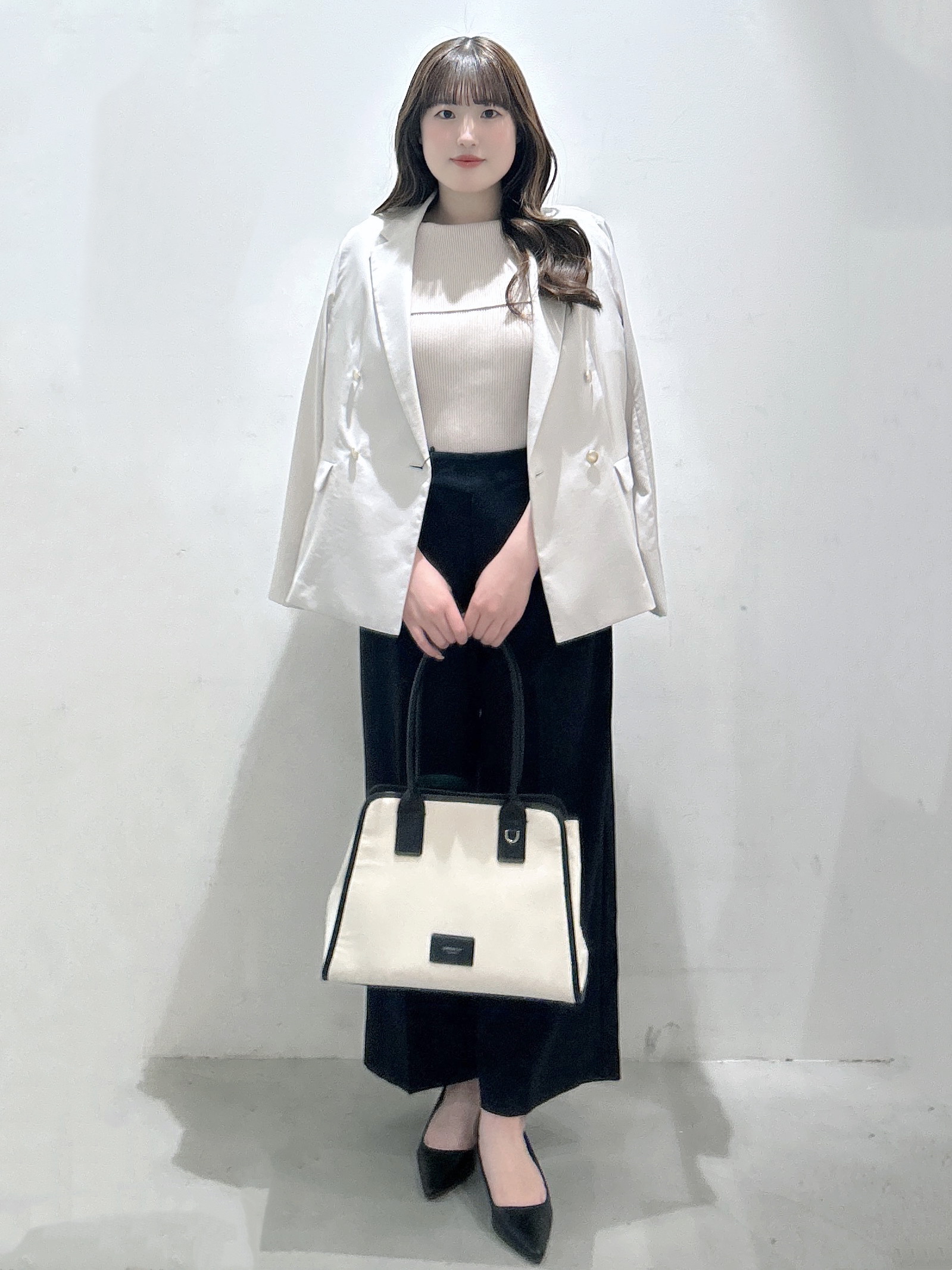 sayaさんの「OPAQUE.CLIP｜《再入荷》ダブルブレストテーラードジャケット【接触冷感／吸水速乾／イージーアイロン／防シワ／洗濯機O」を使ったコーディネート