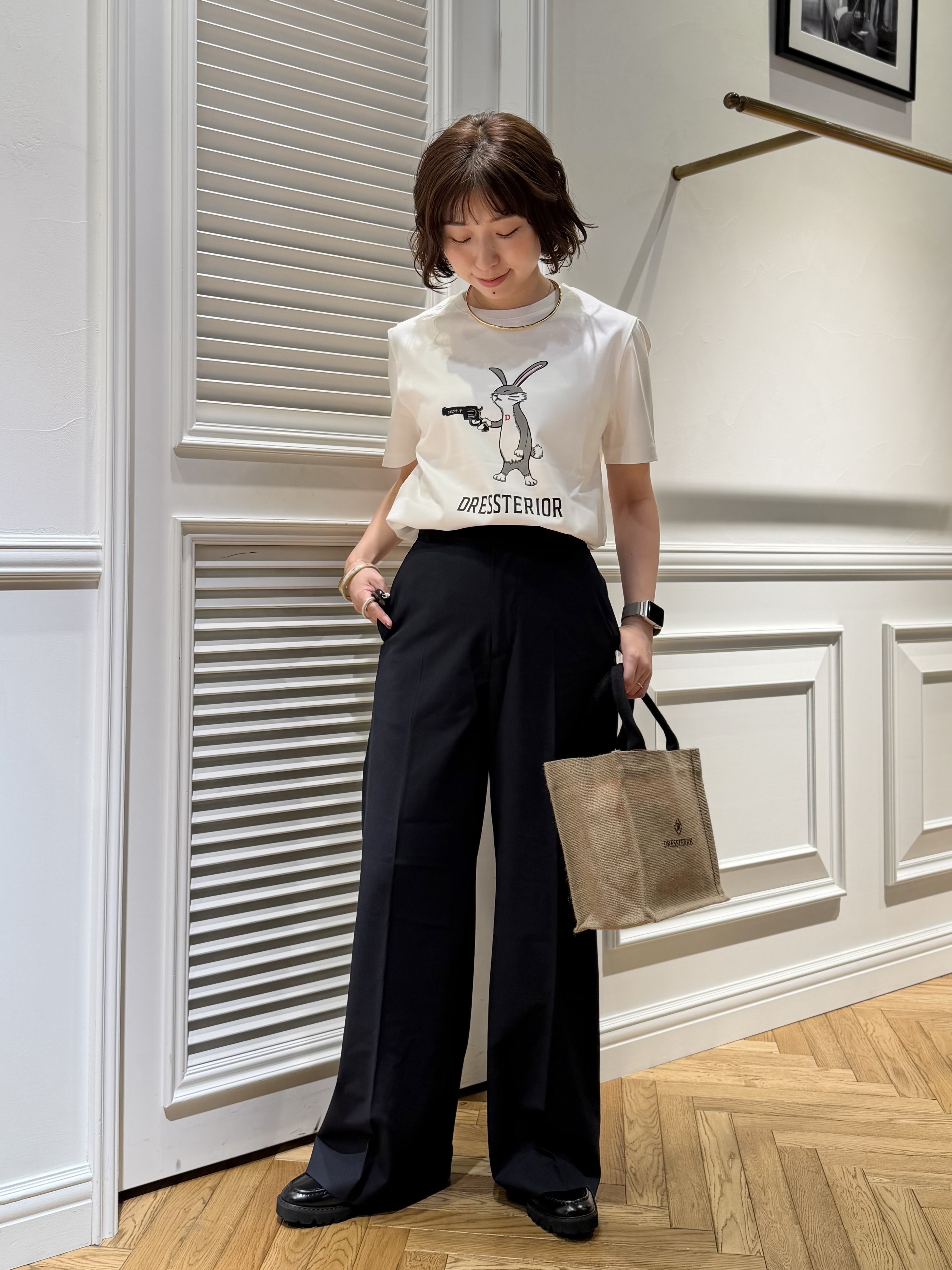 つじ まこさんの「DRESSTERIOR｜【接触冷感/セットアップ可】ストレッチ ワイドパンツ」を使ったコーディネート