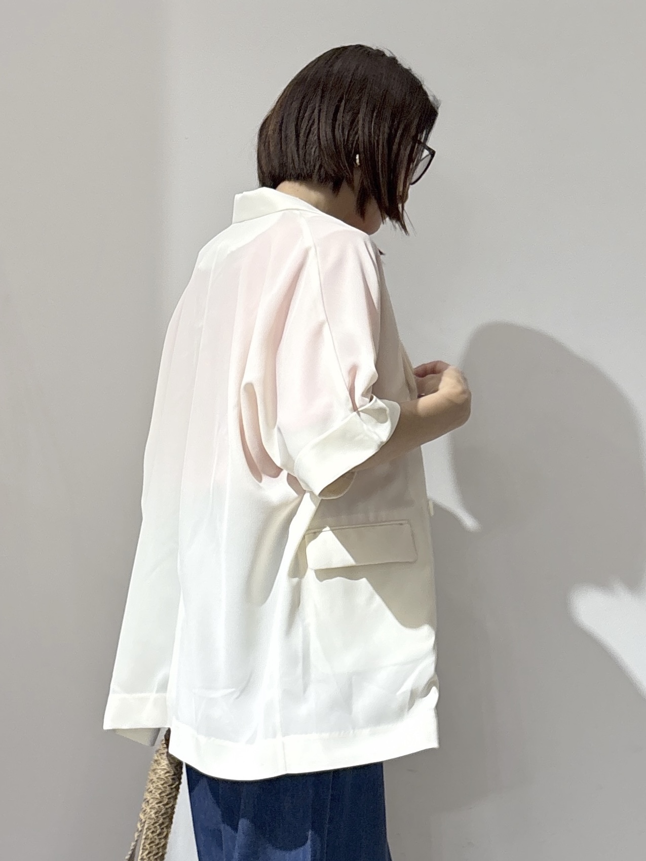NAKAさんの「OPAQUE.CLIP｜【接触冷感／吸水速乾／防シワ】リネンライクテーラードジャケット《洗濯機OK》」を使ったコーディネート
