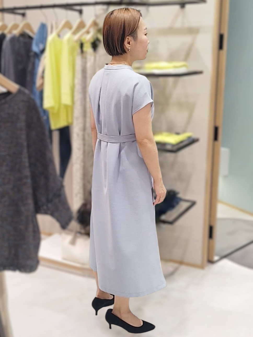s u g iさんの「UNTITLED｜【UV/接触冷感/遮熱/通気性】スラブバンドカラーワンピース」を使ったコーディネート
