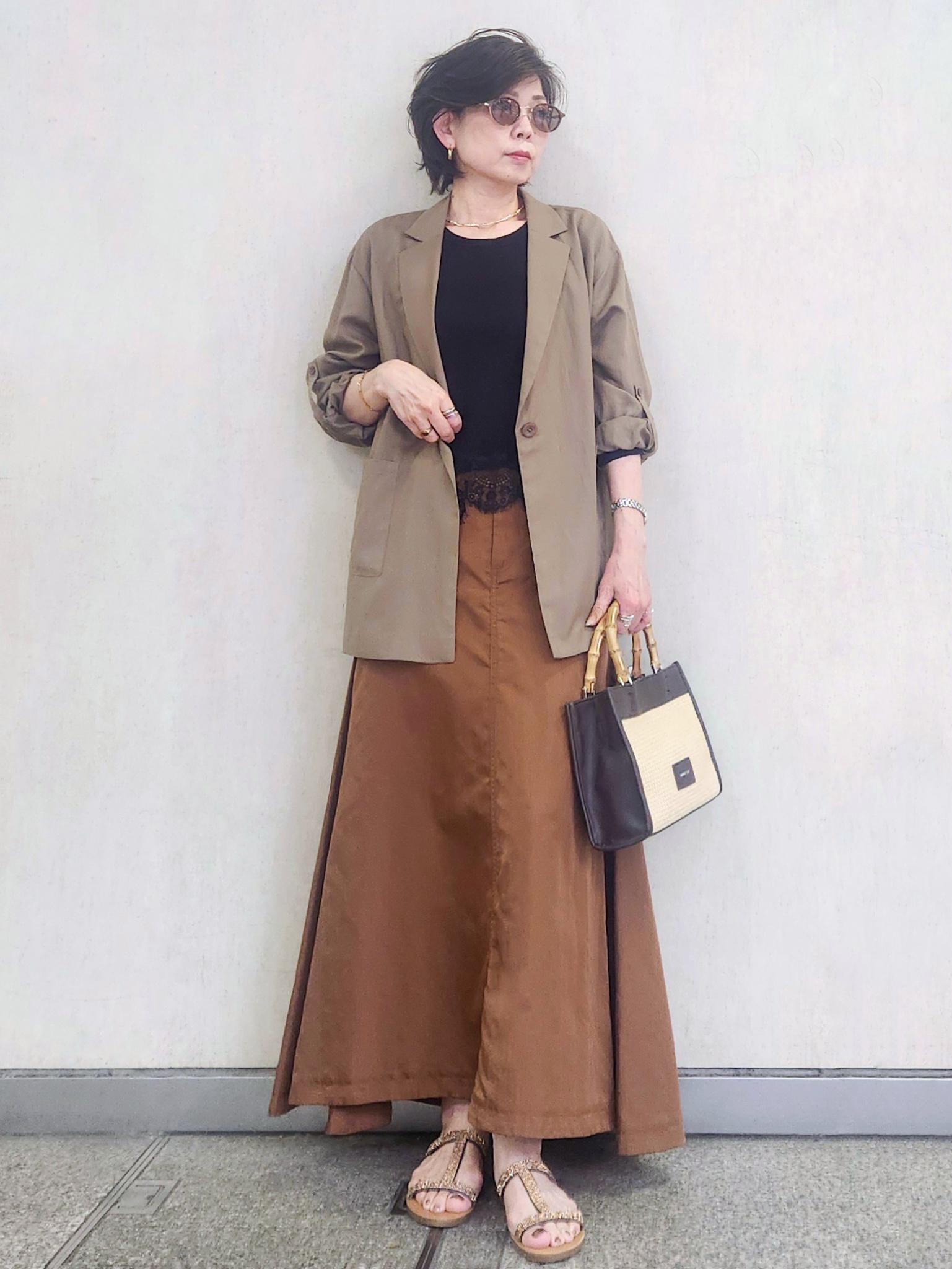 milkyさんの「OPAQUE.CLIP｜2WAYスリーブシアーテーラードジャケット【洗濯機OK】」を使ったコーディネート