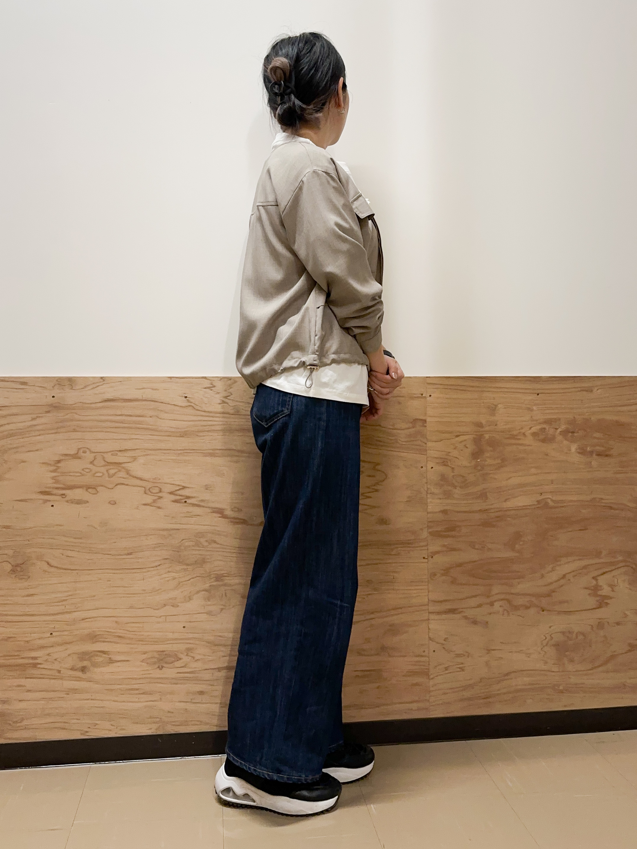 すーさんの「grove｜【貴島明日香さん着用・洗える】麻調ノーカラーブルゾン」を使ったコーディネート