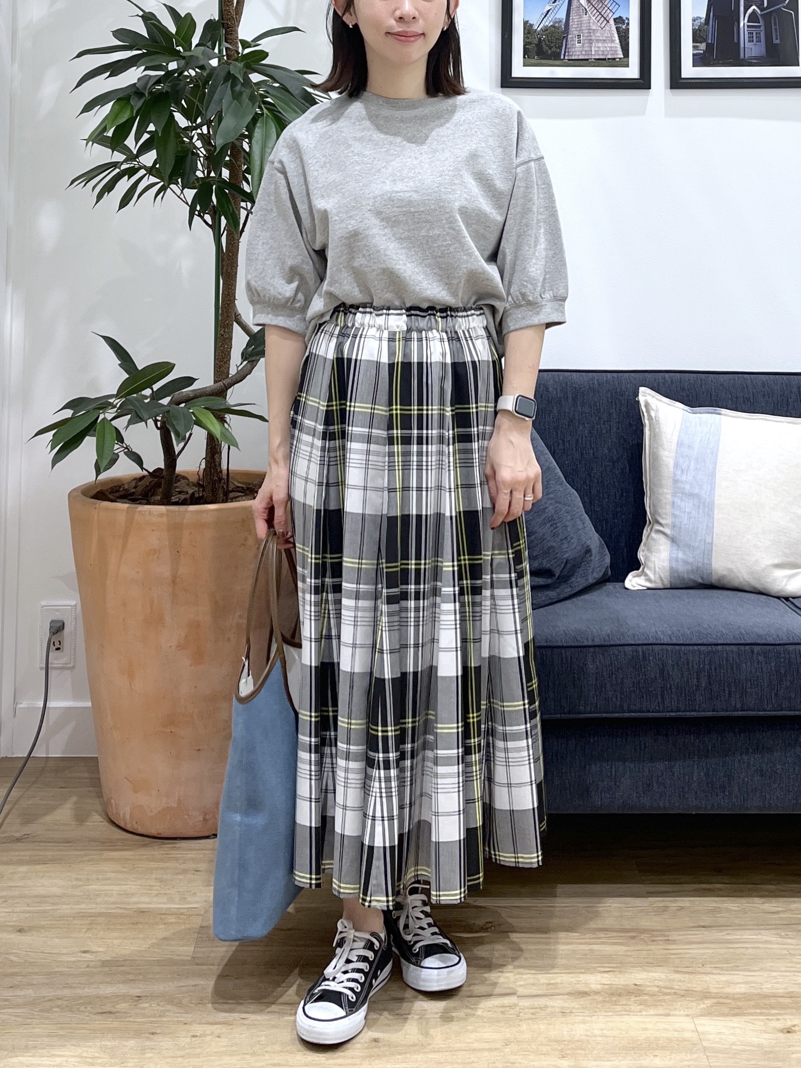 canaさんの「Dessin｜【360度可愛い】バックヘンリーカットソー5分袖」を使ったコーディネート