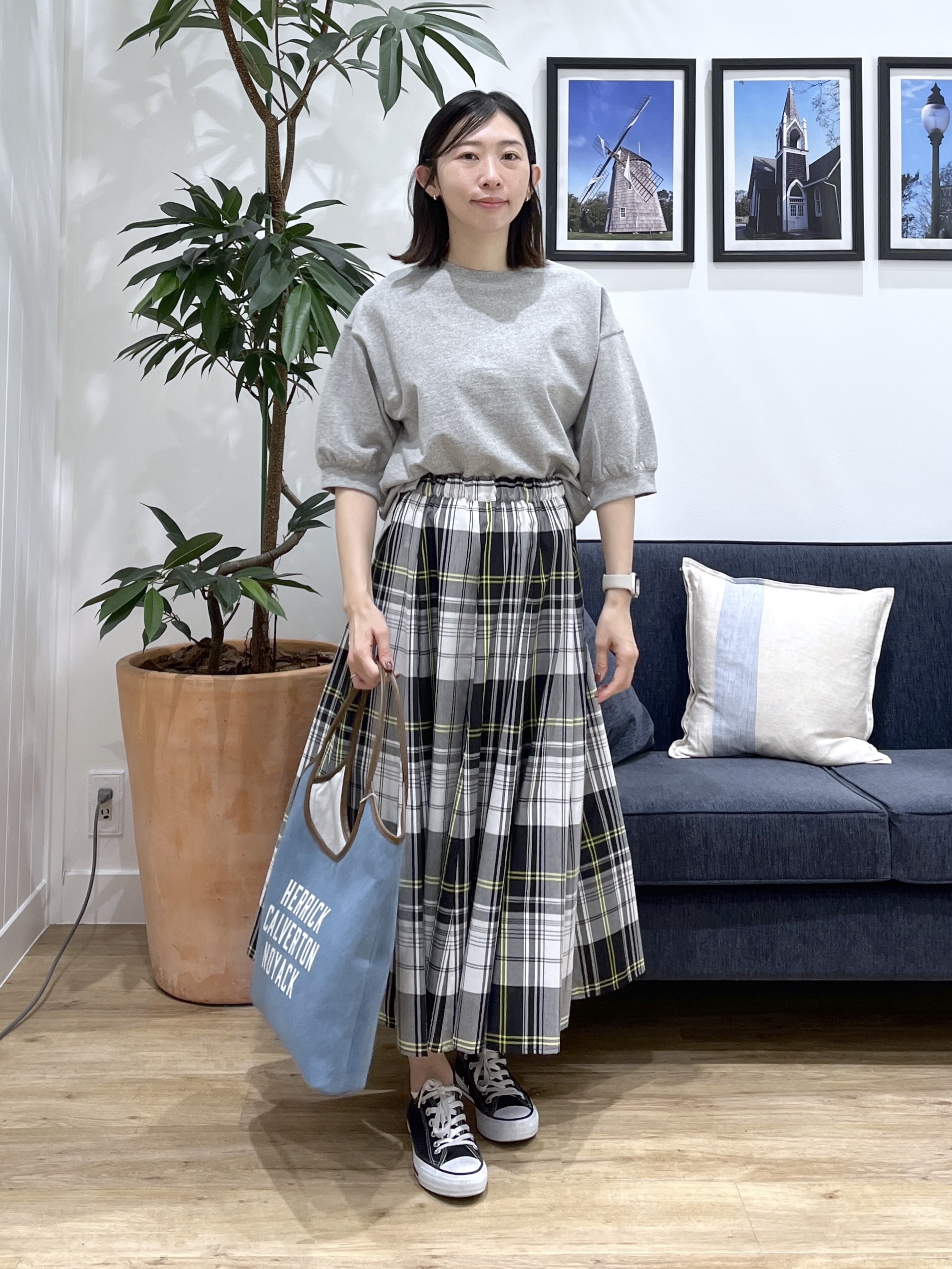 canaさんの「Dessin｜【360度可愛い】バックヘンリーカットソー5分袖」を使ったコーディネート