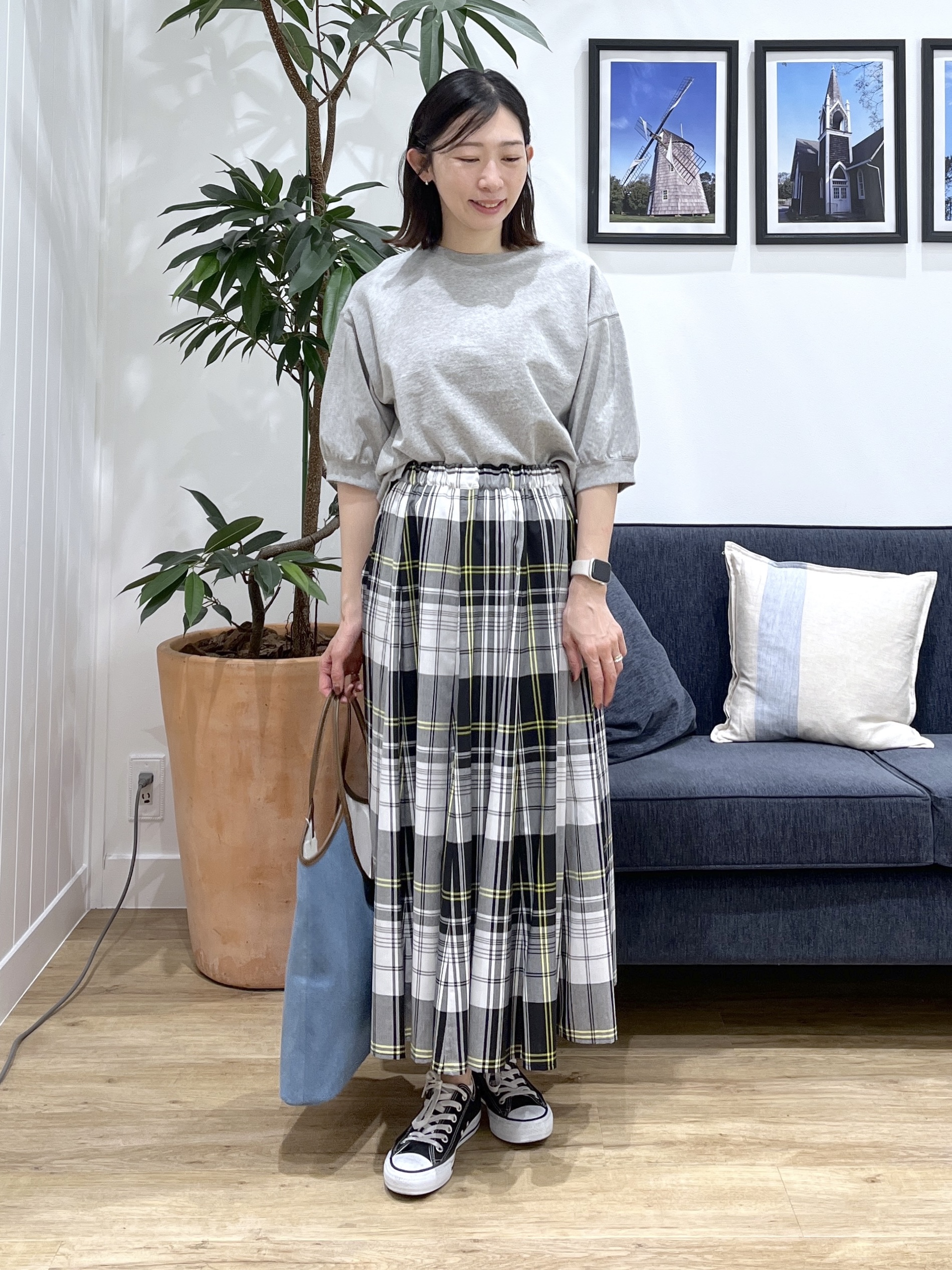canaさんの「Dessin｜【360度可愛い】バックヘンリーカットソー5分袖」を使ったコーディネート