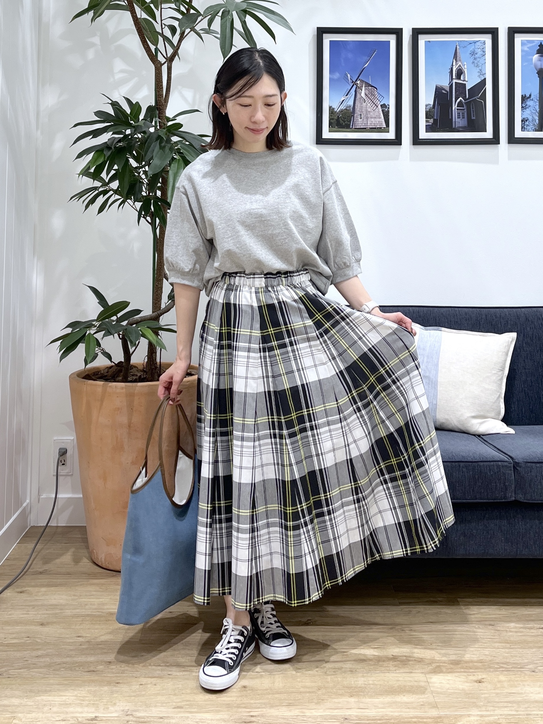 canaさんの「Dessin｜【360度可愛い】バックヘンリーカットソー5分袖」を使ったコーディネート