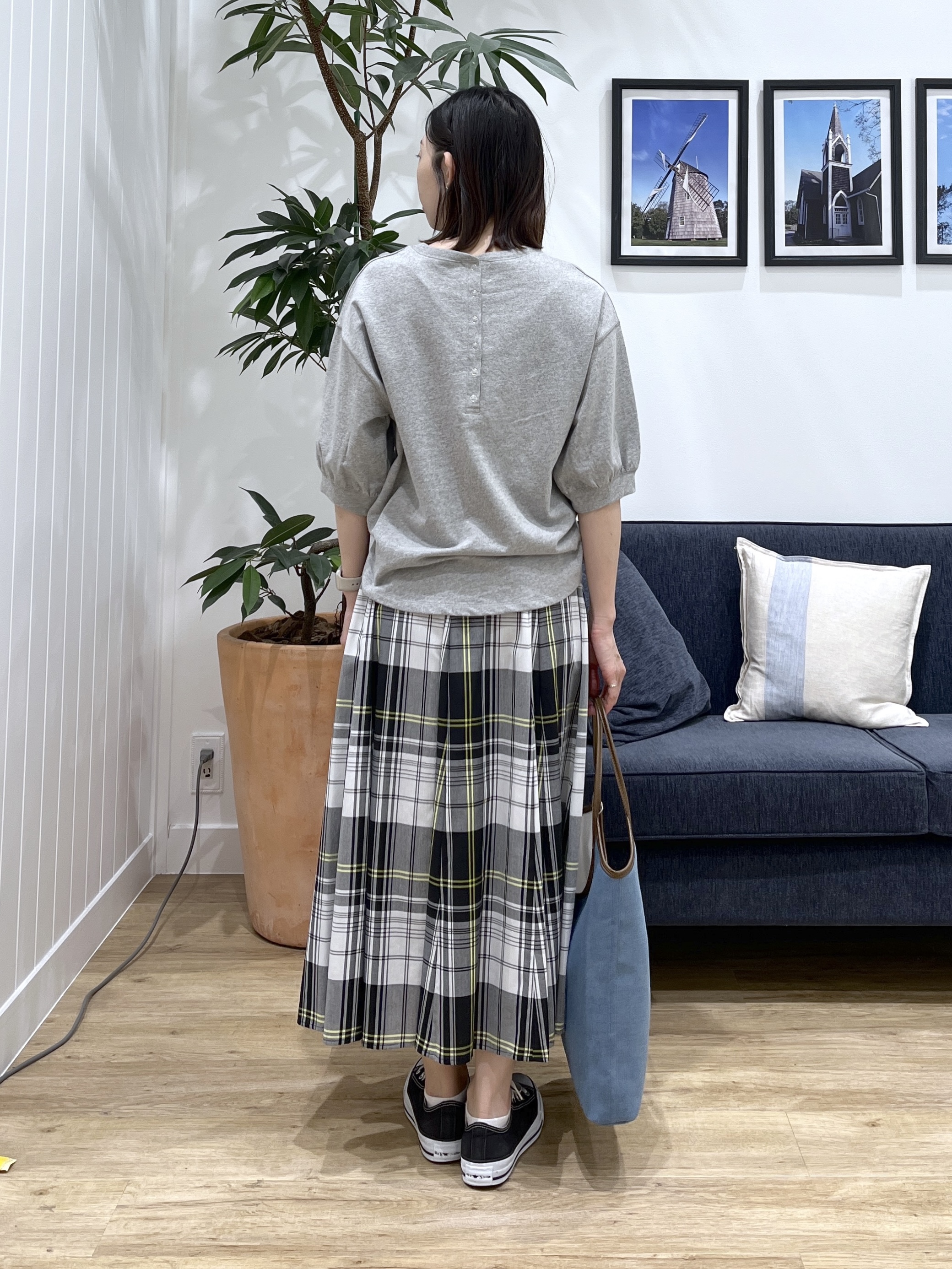 canaさんの「Dessin｜【360度可愛い】バックヘンリーカットソー5分袖」を使ったコーディネート