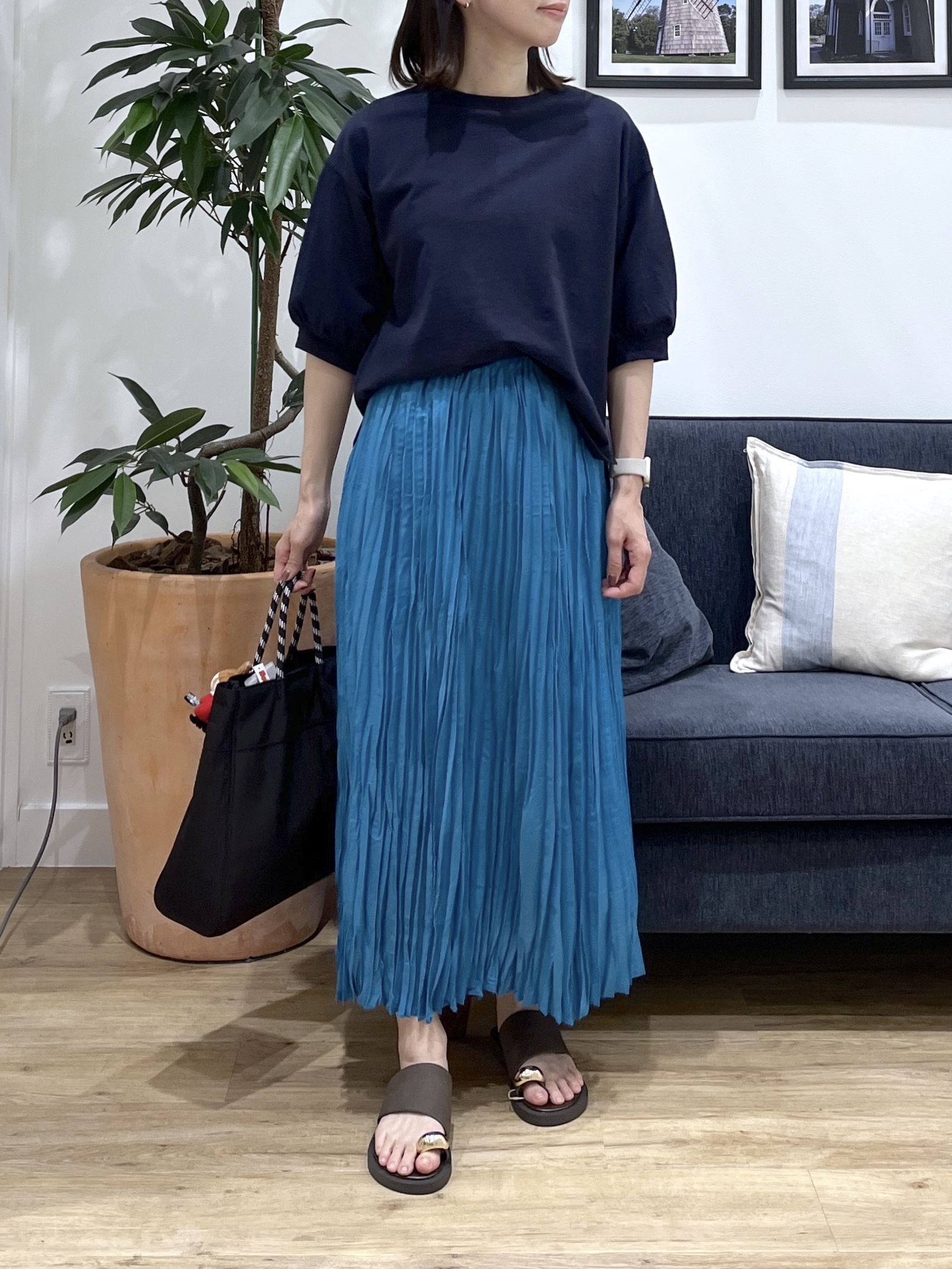 canaさんの「Dessin｜【360度可愛い】バックヘンリーカットソー5分袖」を使ったコーディネート
