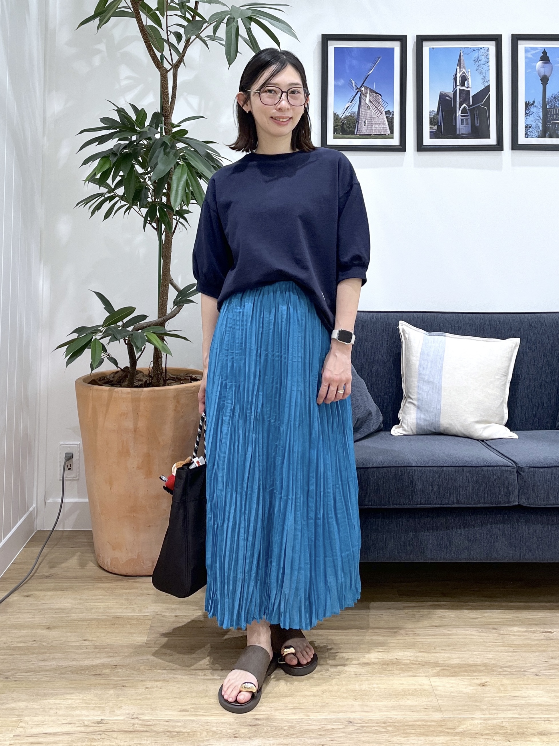 canaさんの「Dessin｜【360度可愛い】バックヘンリーカットソー5分袖」を使ったコーディネート