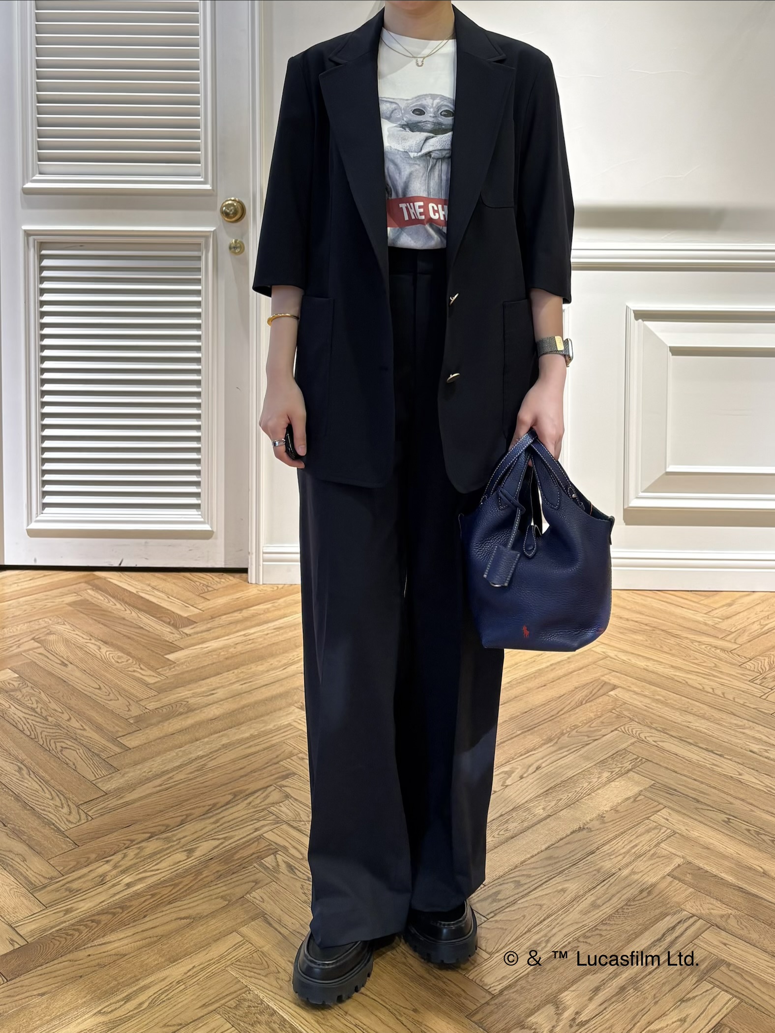 cocoさんの「DRESSTERIOR｜【接触冷感/セットアップ可】ストレッチ ワイドパンツ」を使ったコーディネート