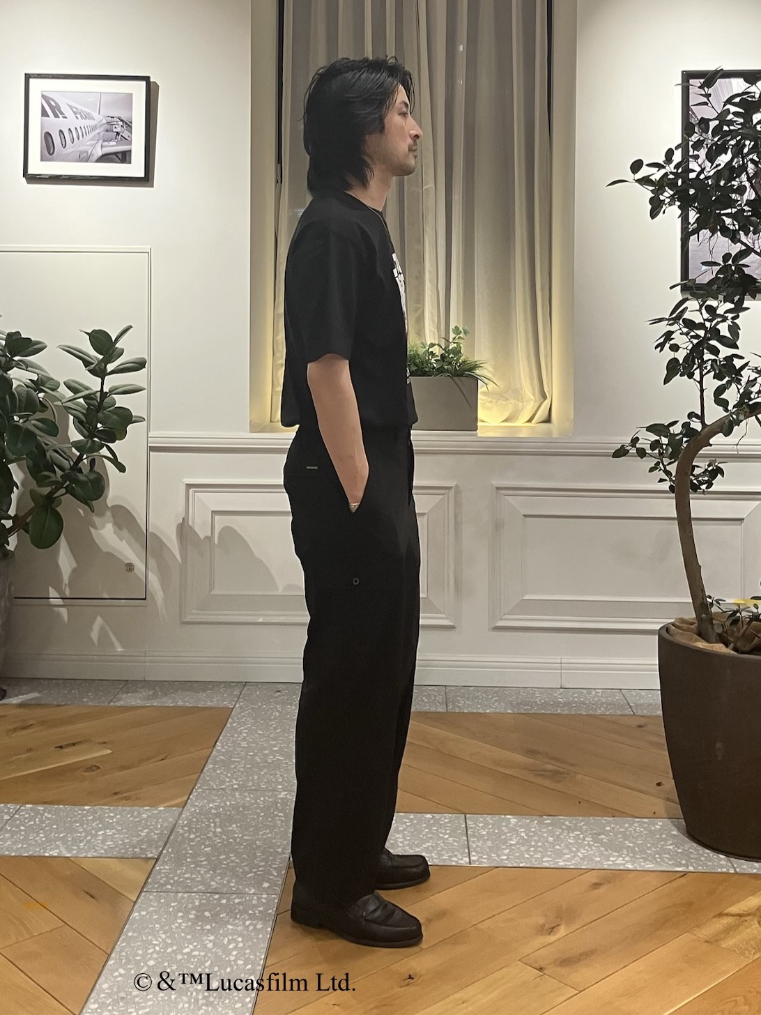 junyaさんの「DRESSTERIOR｜【再入荷/接触冷感】STAR WARS カプセルグローグTシャツ」を使ったコーディネート