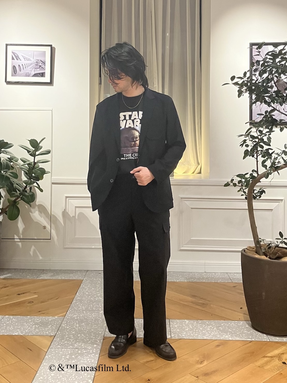 junyaさんの「DRESSTERIOR｜【再入荷/接触冷感】STAR WARS カプセルグローグTシャツ」を使ったコーディネート