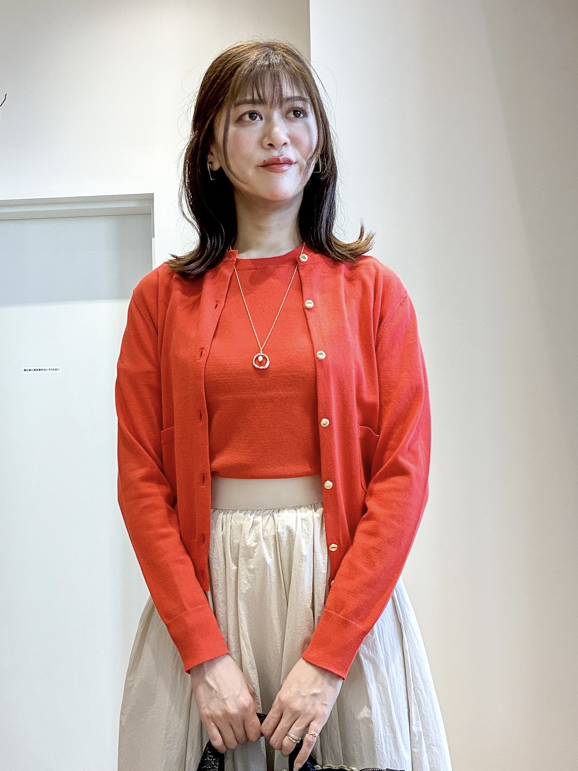 もんちゃんさんの「OPAQUE.CLIP｜【UV】ポケットクルーニットカーディガン《洗濯機OK》」を使ったコーディネート