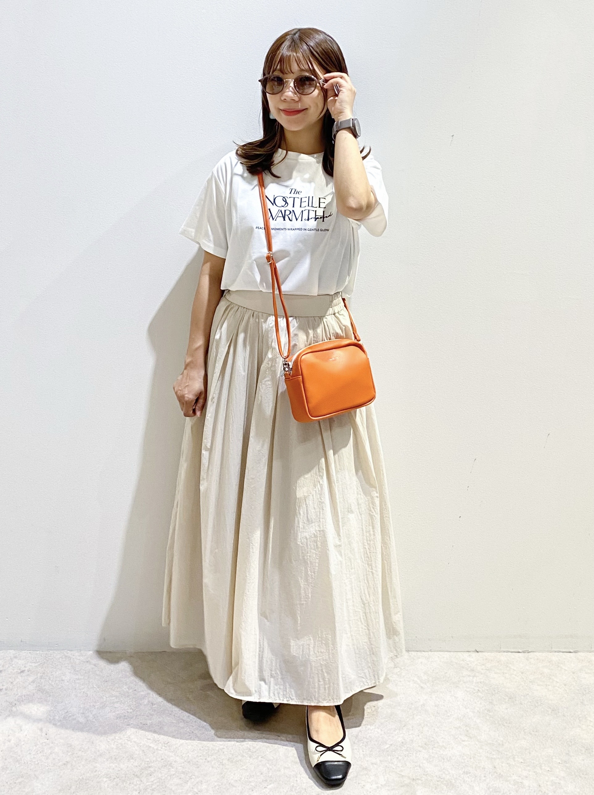 ちぃさんの「OPAQUE.CLIP｜ロゴプリント＆刺繍Tシャツ【洗濯機OK】」を使ったコーディネート