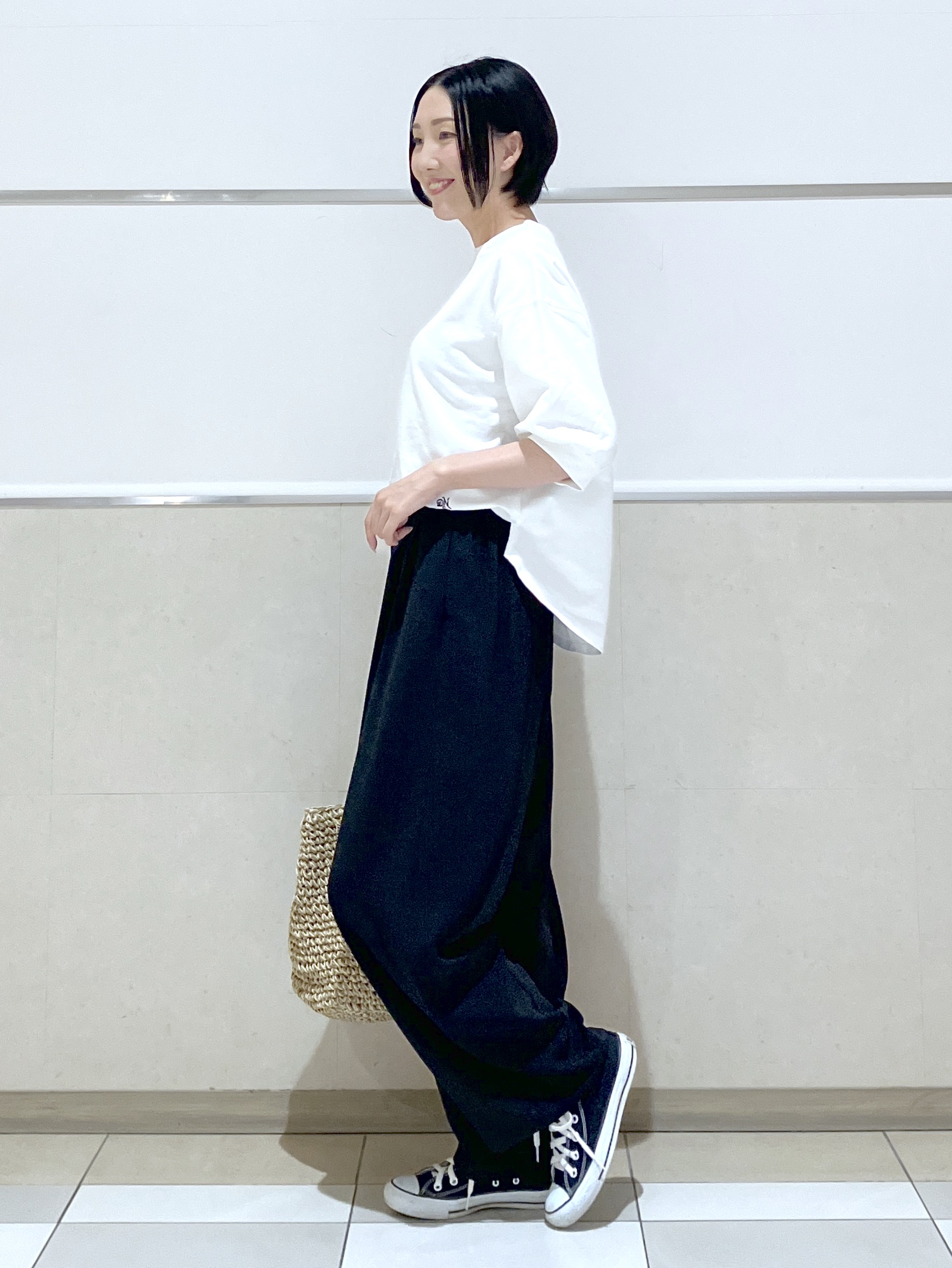 eriko さんの「Dessin｜【360度可愛い】バックヘンリーカットソー5分袖」を使ったコーディネート