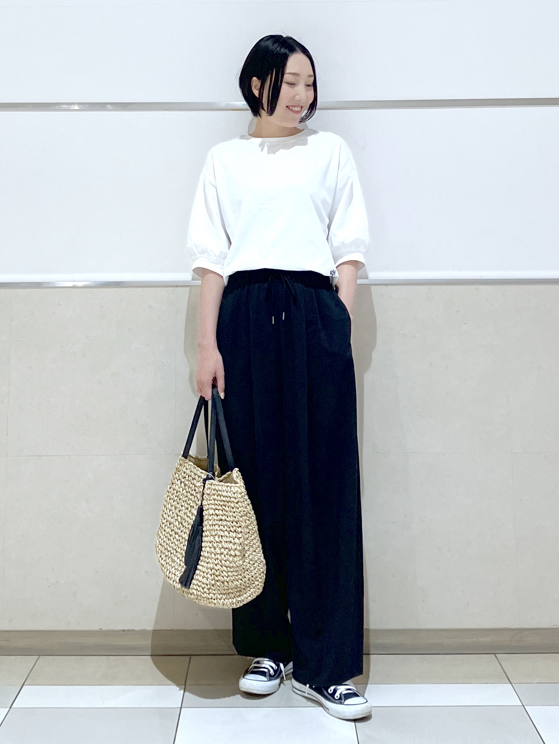 eriko さんの「Dessin｜【360度可愛い】バックヘンリーカットソー5分袖」を使ったコーディネート