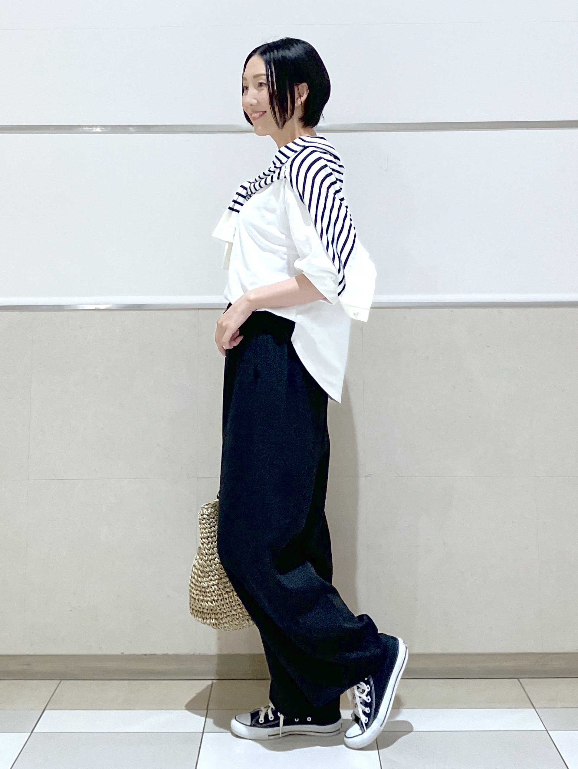 eriko さんの「Dessin｜【360度可愛い】バックヘンリーカットソー5分袖」を使ったコーディネート