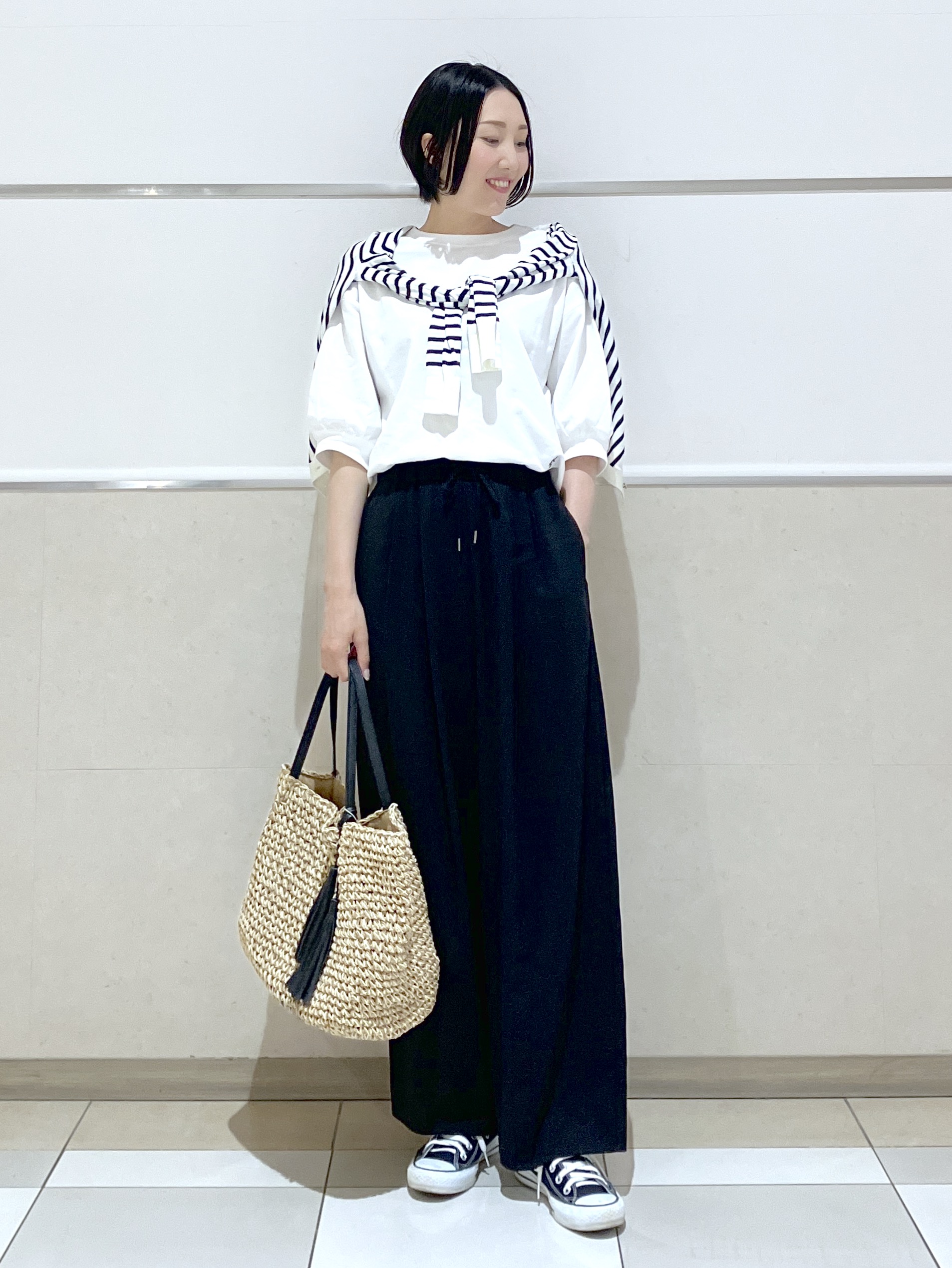 eriko さんの「Dessin｜【360度可愛い】バックヘンリーカットソー5分袖」を使ったコーディネート