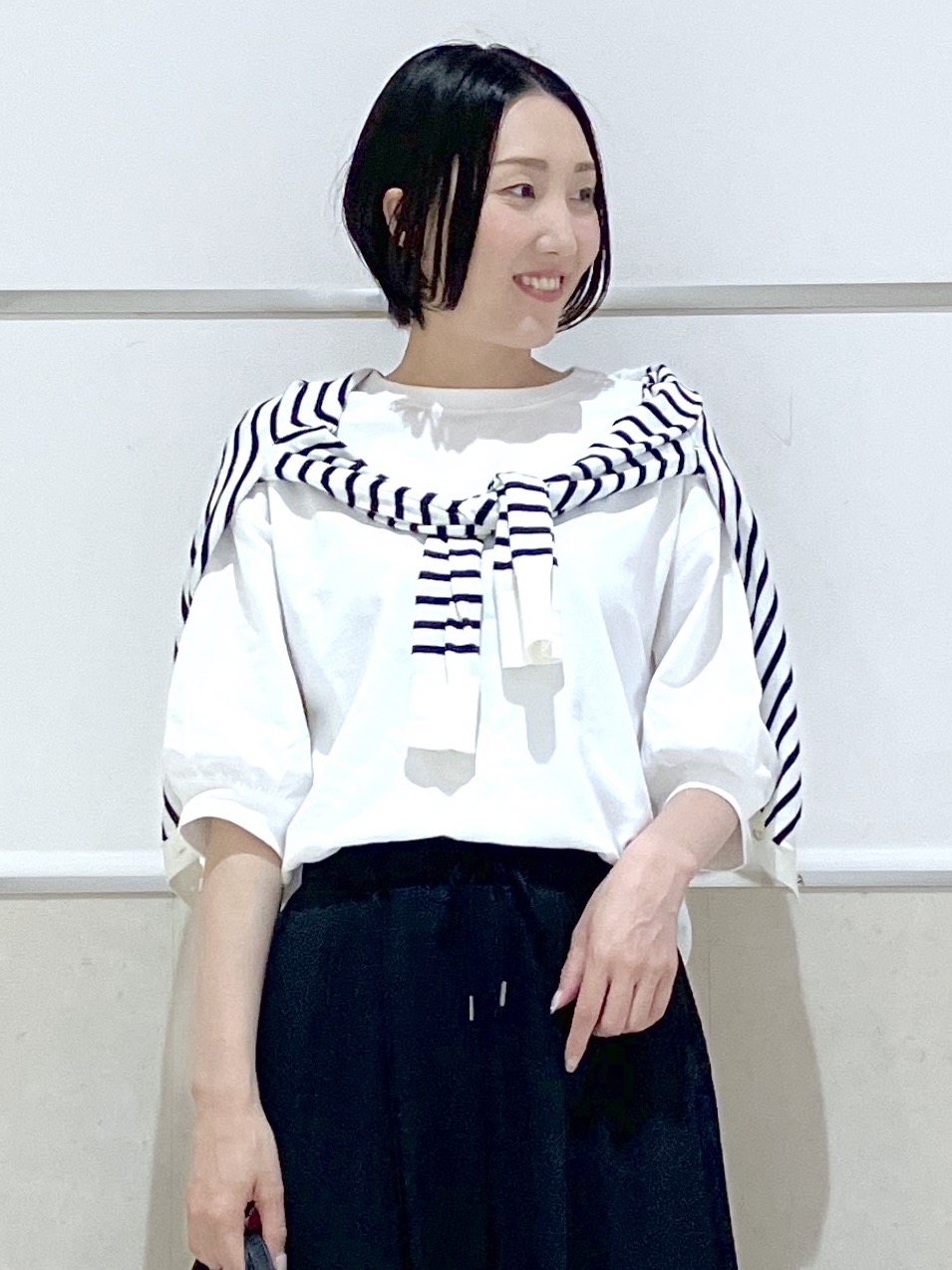eriko さんの「Dessin｜【360度可愛い】バックヘンリーカットソー5分袖」を使ったコーディネート