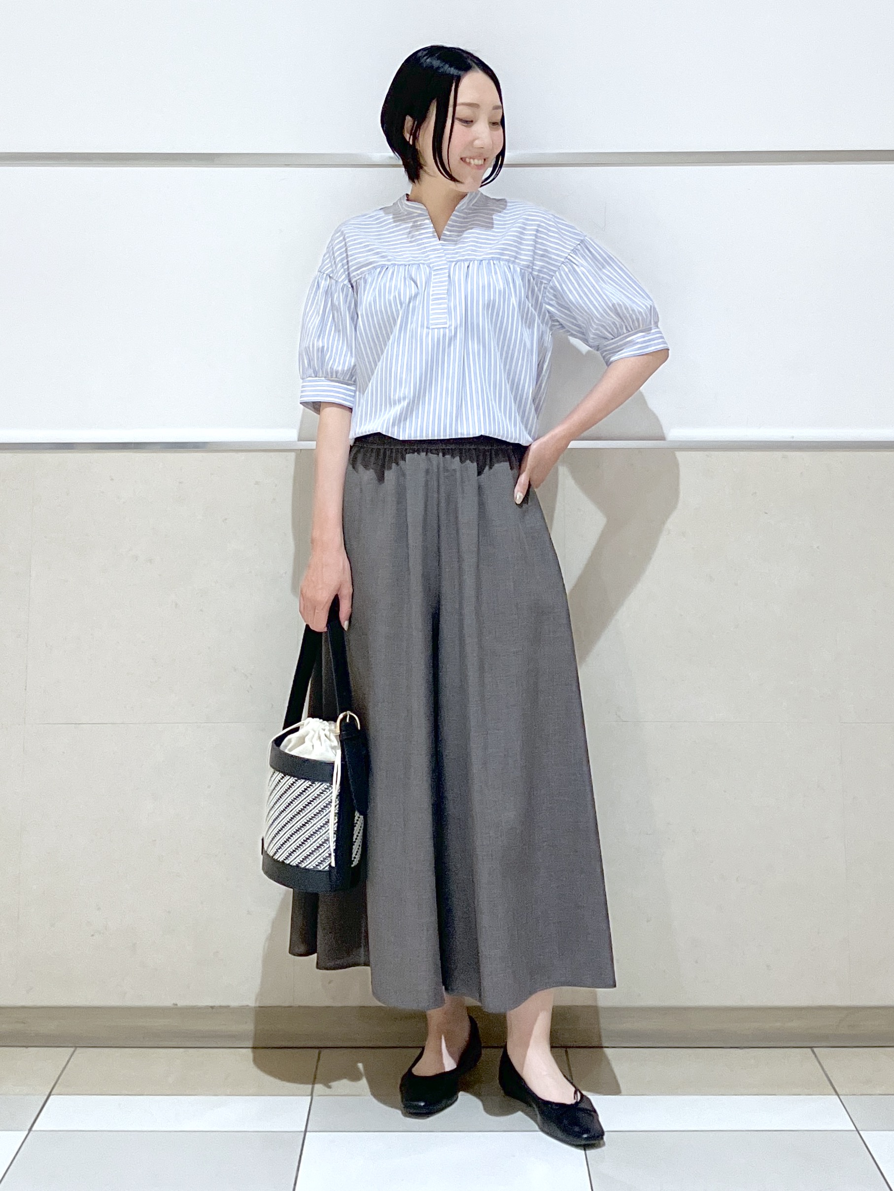 eriko さんの「Dessin｜【洗える】ストライプスキッパーシャツ」を使ったコーディネート