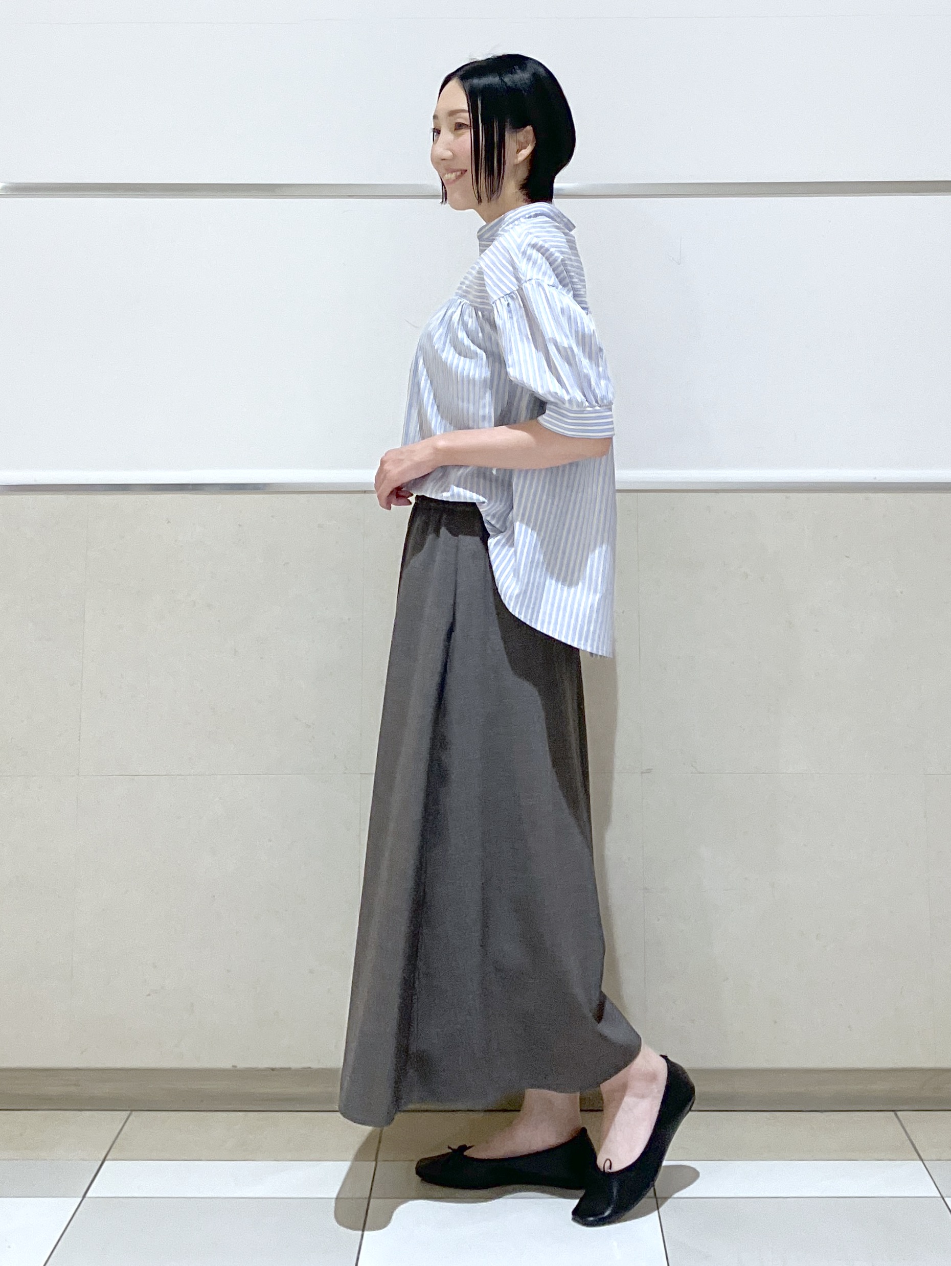 eriko さんの「Dessin｜【洗える】ストライプスキッパーシャツ」を使ったコーディネート