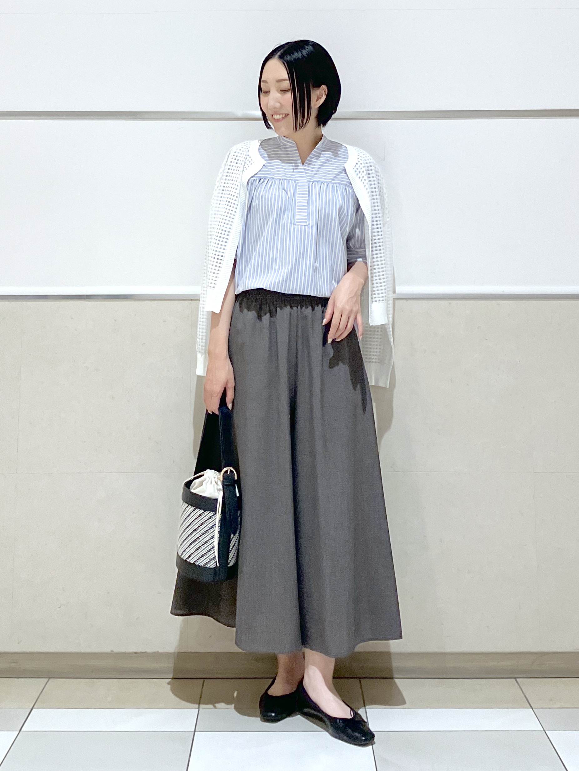 eriko さんの「Dessin｜【洗える】ストライプスキッパーシャツ」を使ったコーディネート