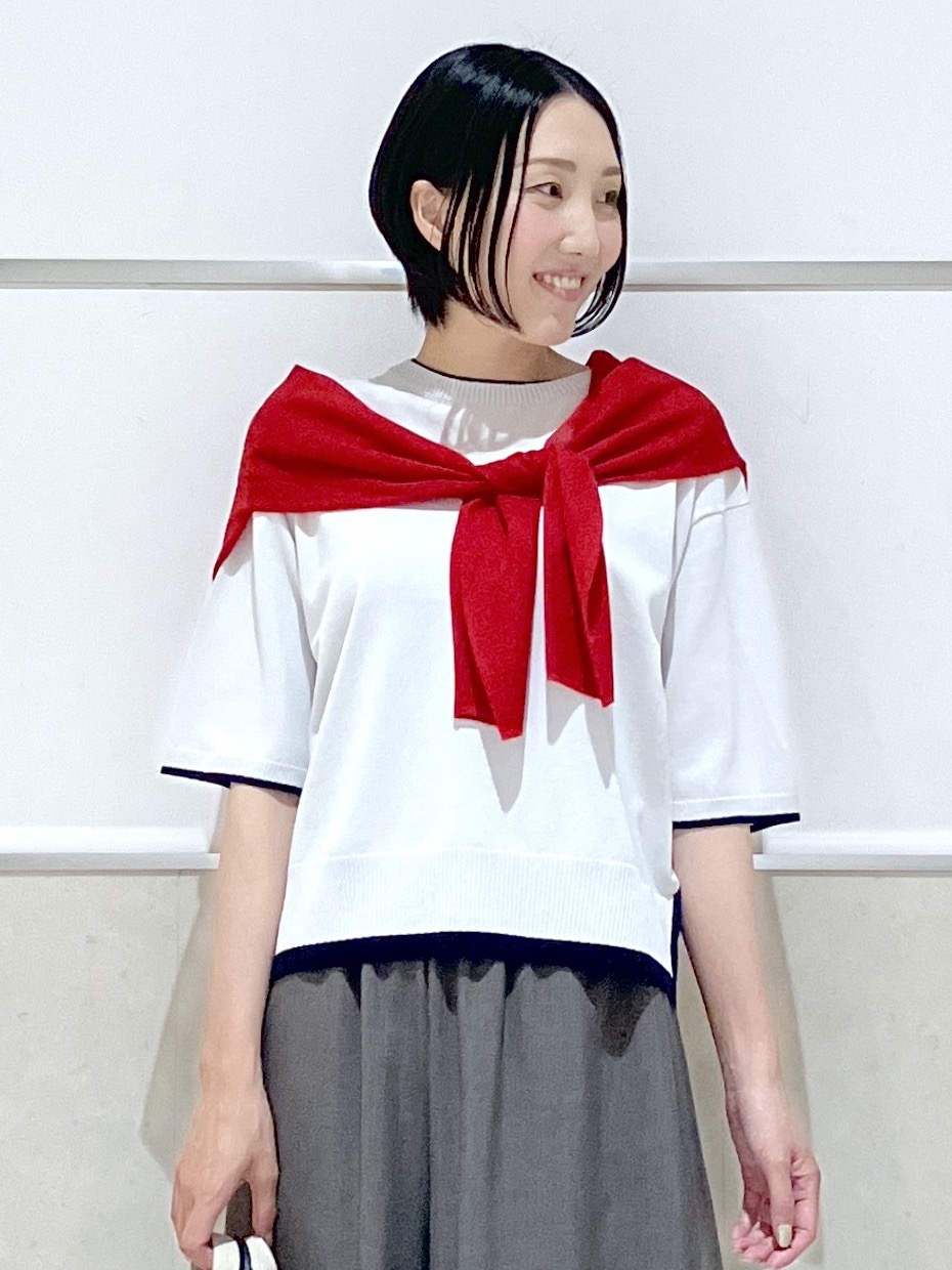 eriko さんの「Dessin｜【洗える】バイカラーボクシーシルエットニット」を使ったコーディネート