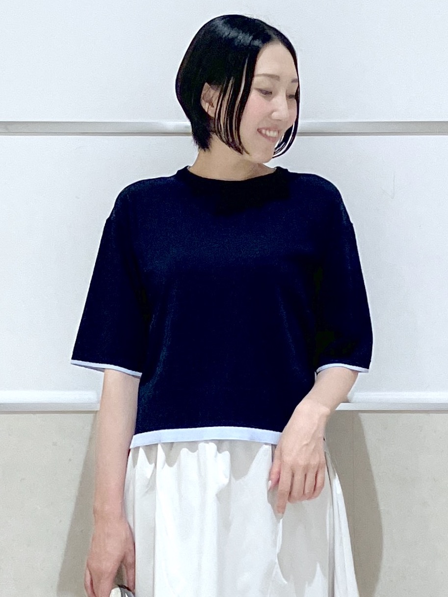 eriko さんの「Dessin｜【洗える】バイカラーボクシーシルエットニット」を使ったコーディネート