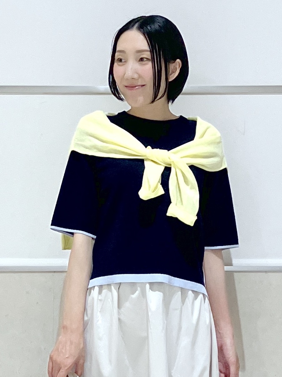 eriko さんの「Dessin｜【洗える】バイカラーボクシーシルエットニット」を使ったコーディネート
