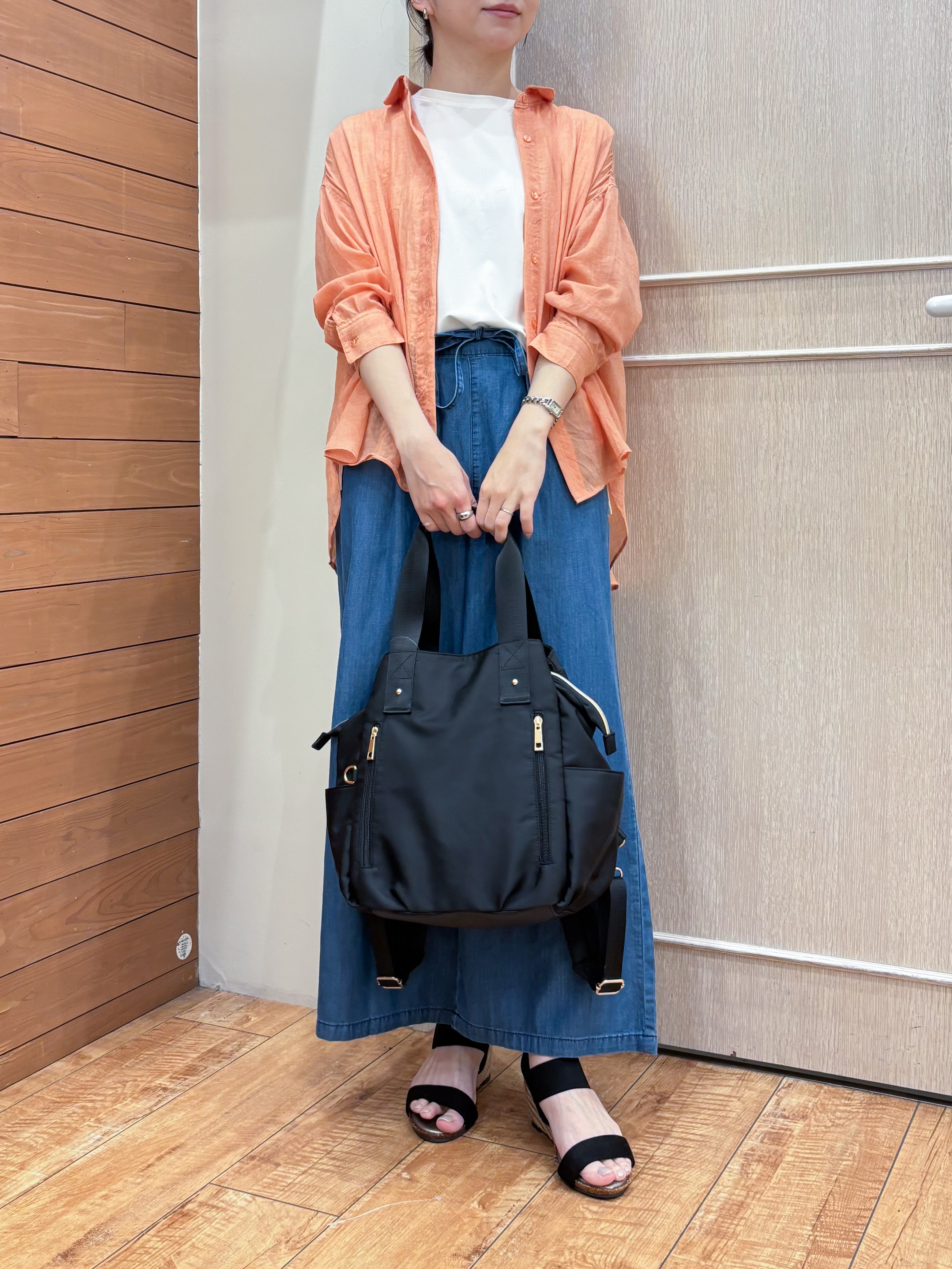 なみさんの「SHOO･LA･RUE｜【体型カバー】ふんわり質感 やわらかこなれシアーシャツ」を使ったコーディネート