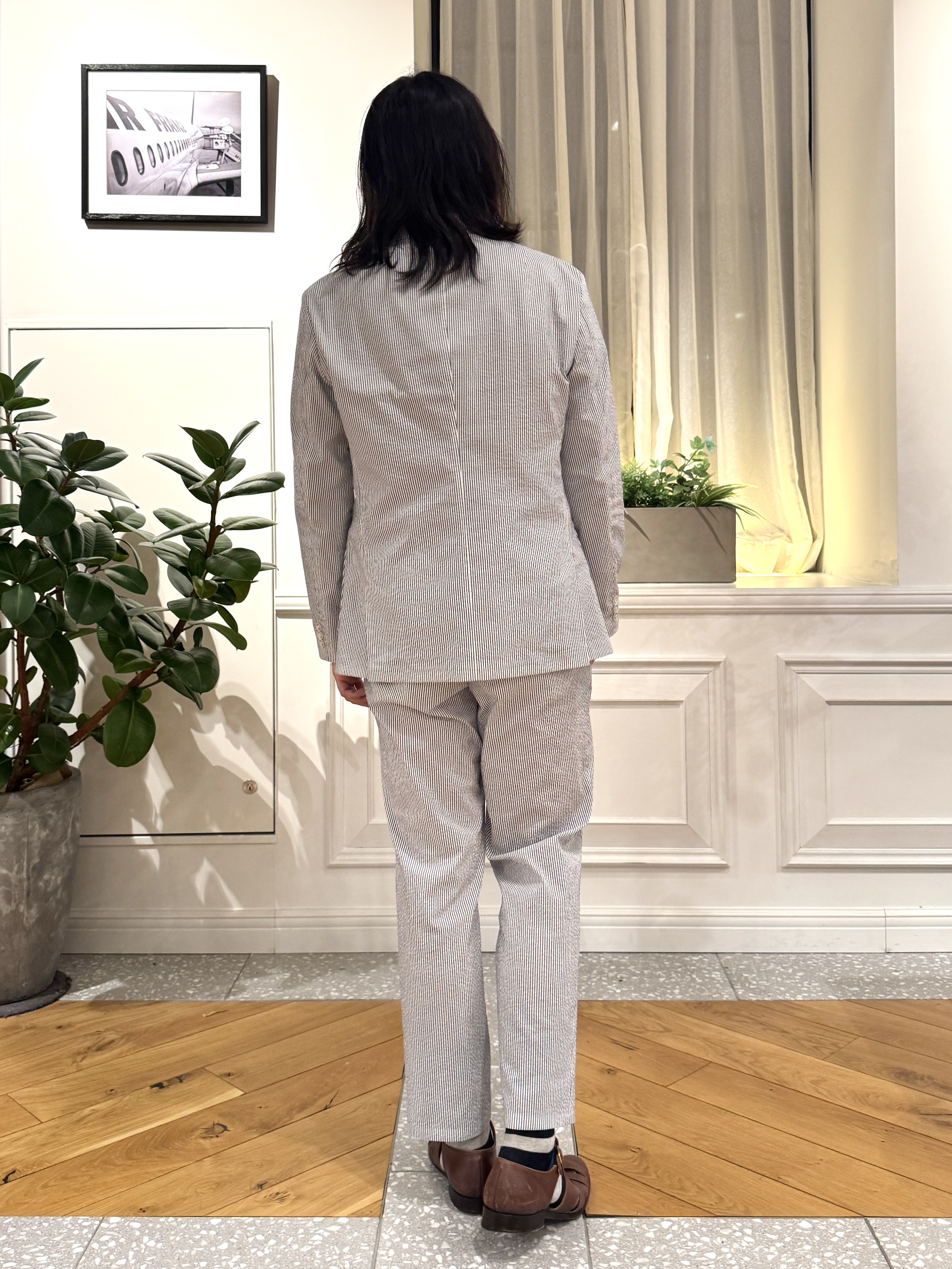 kawarataniさんの「DRESSTERIOR｜◆【吸湿速乾/セットアップ可/ウォッシャブル】COOLMAX シアサッカー サマージャケット」を使ったコーディネート