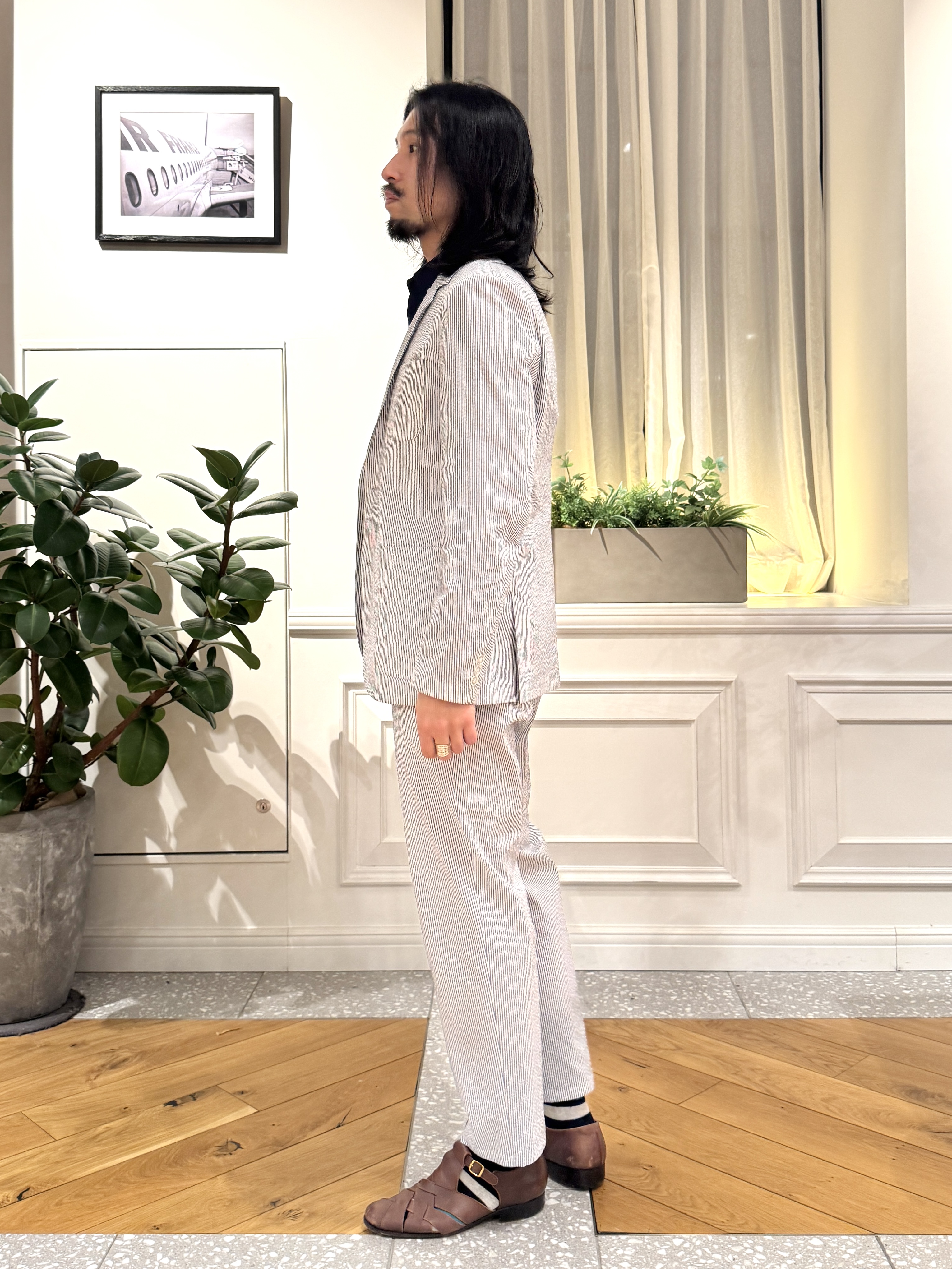 kawarataniさんの「DRESSTERIOR｜◆【吸湿速乾/セットアップ可/ウォッシャブル】COOLMAX シアサッカー サマージャケット」を使ったコーディネート