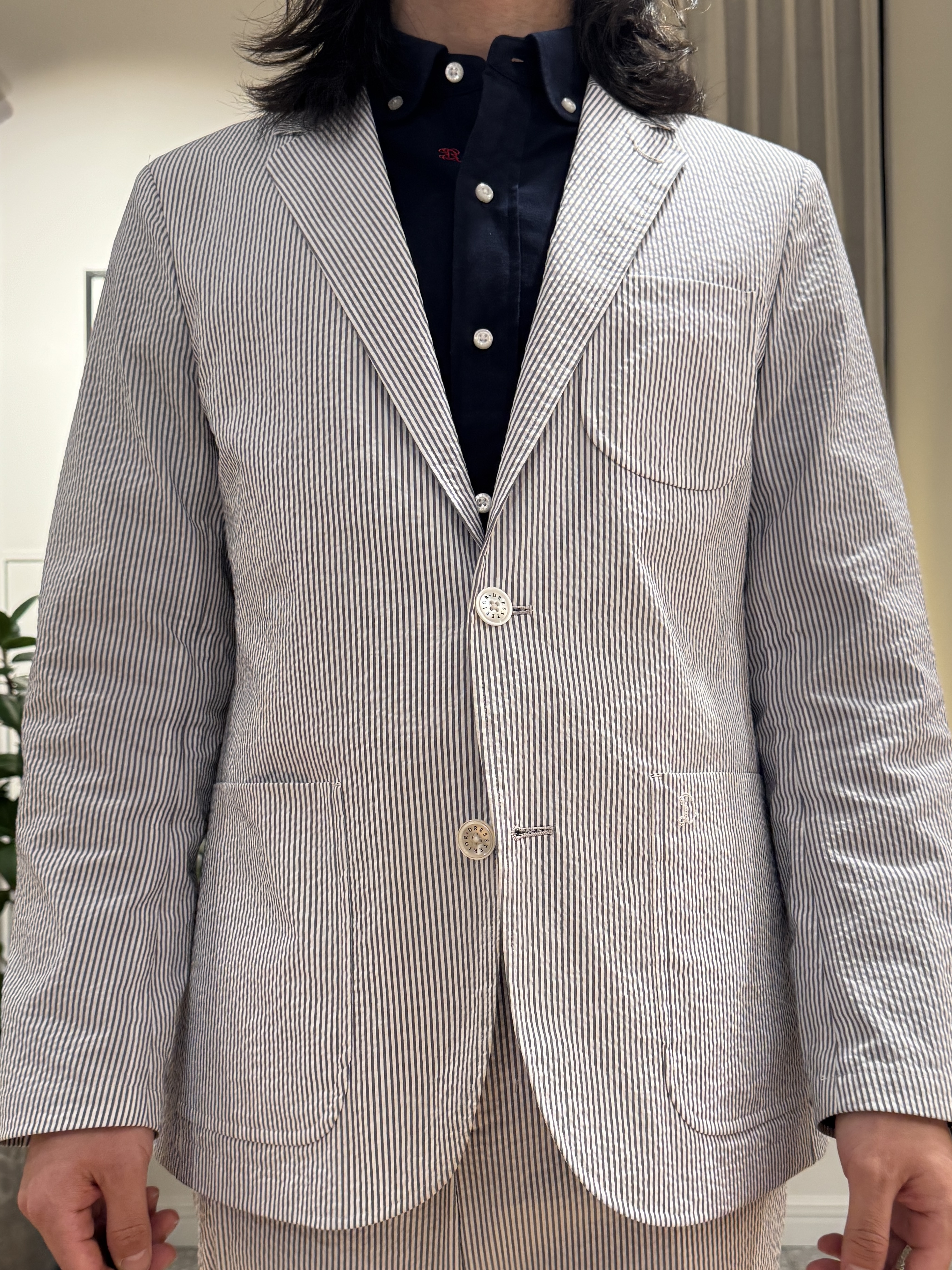 kawarataniさんの「DRESSTERIOR｜◆【吸湿速乾/セットアップ可/ウォッシャブル】COOLMAX シアサッカー サマージャケット」を使ったコーディネート