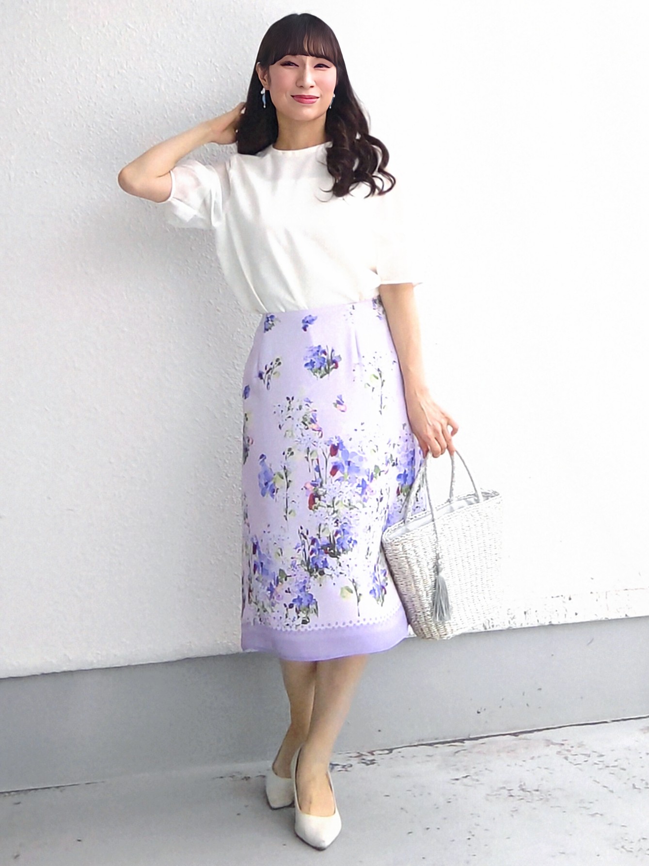 keinaさんの「SunaUna｜多色花柄プリントスカート」を使ったコーディネート