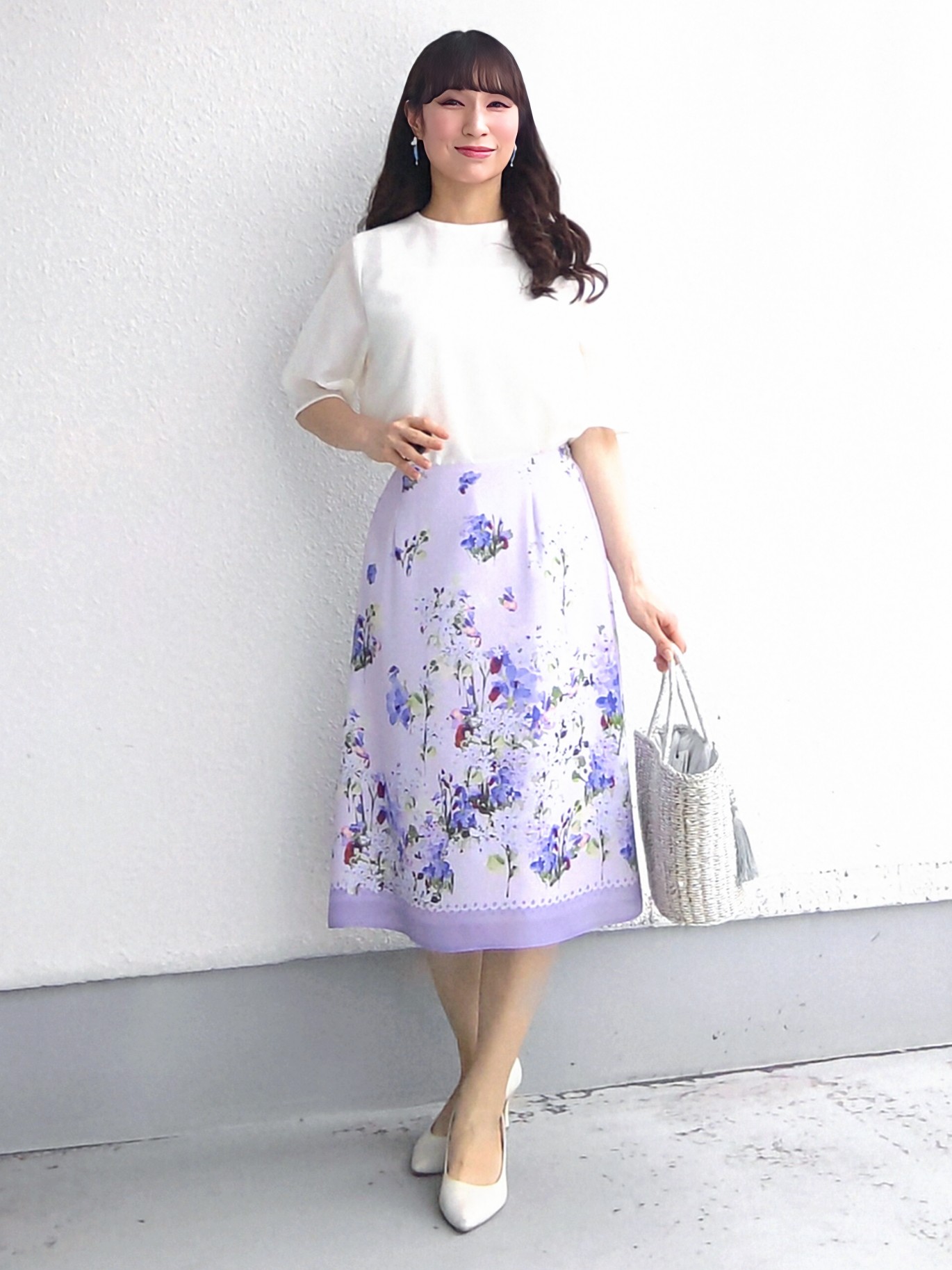 keinaさんの「SunaUna｜多色花柄プリントスカート」を使ったコーディネート