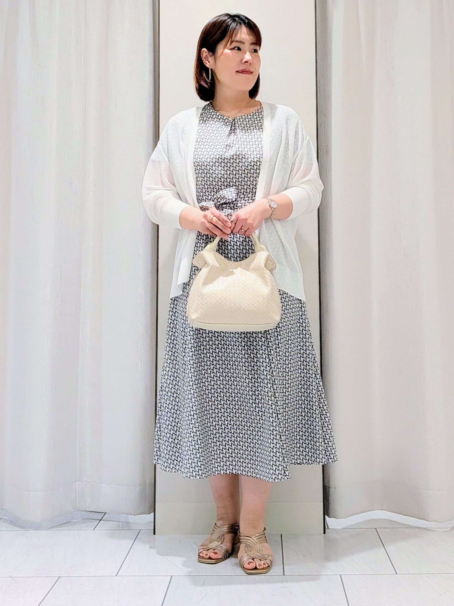 Onumaさんの「UNTITLED｜【美シルエット/洗える】ジオメプリントワンピース」を使ったコーディネート