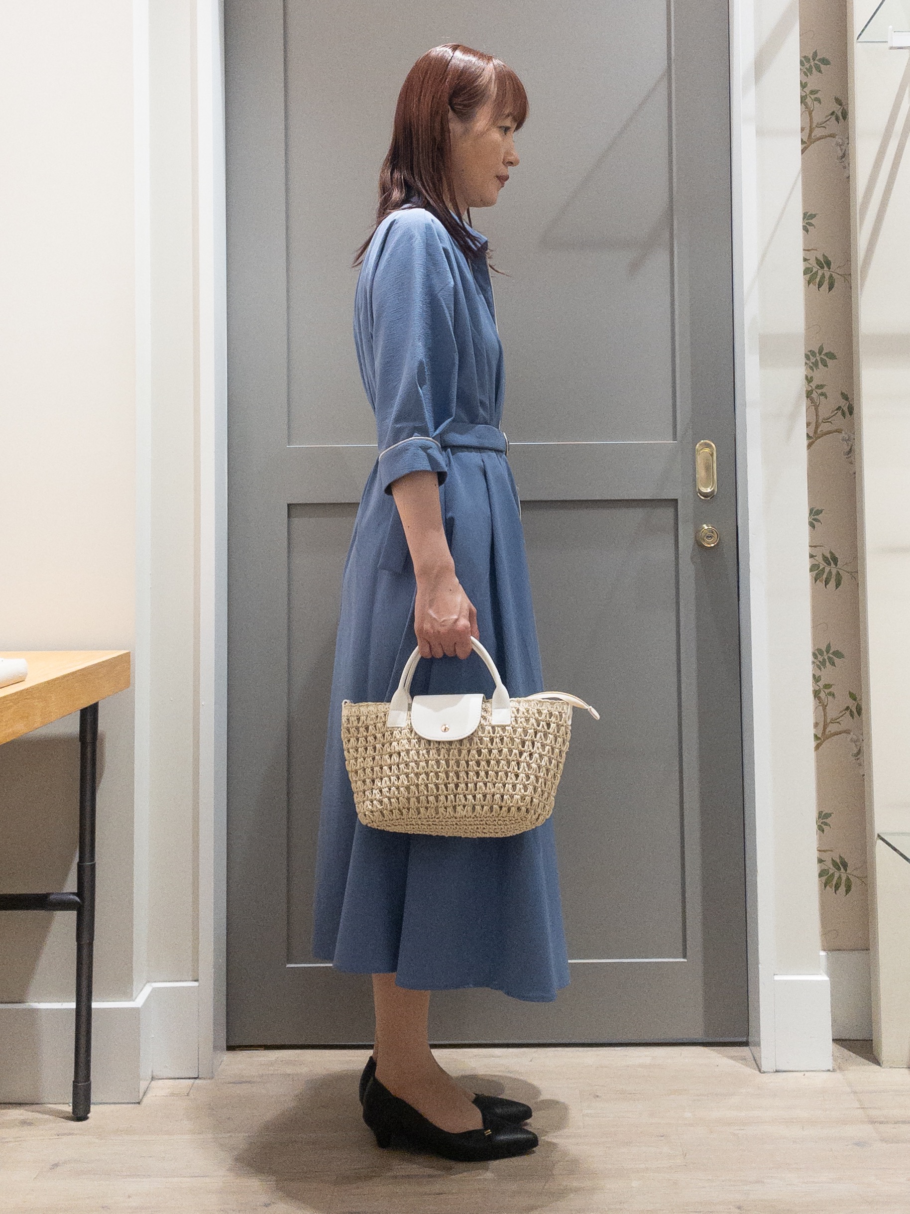 おみつさんの「grove｜【美シルエット】ウエストタック配色ワンピース」を使ったコーディネート